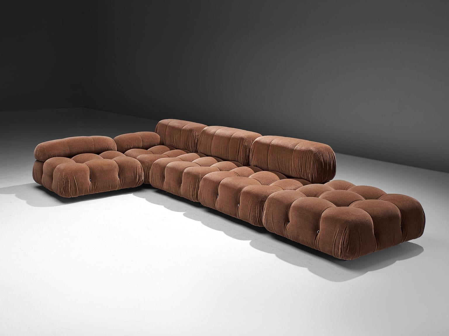Mid-Century Modern Mario Bellini 'Camaleonda' in Original Brown Fabric