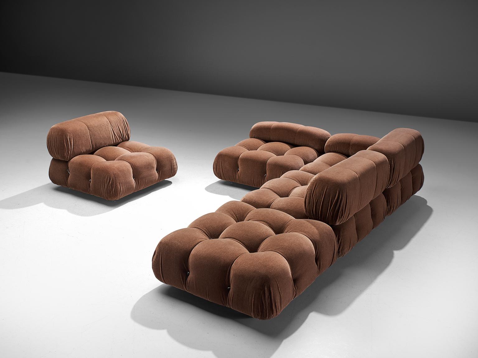 Italian Mario Bellini 'Camaleonda' in Original Brown Fabric