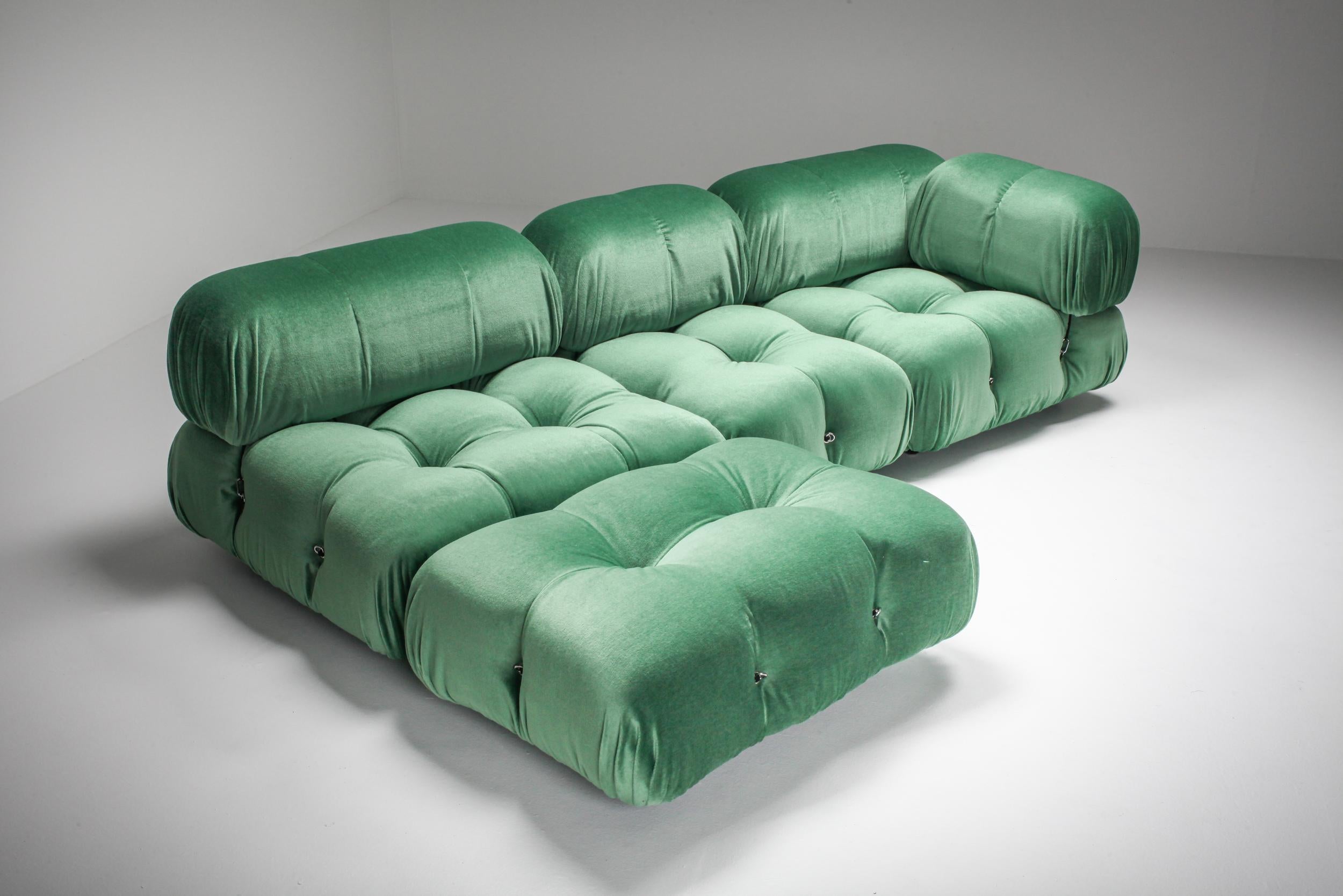 Post-Modern Mario Bellini Camaleonda in Pierre Frey Velvet Green Upholstery