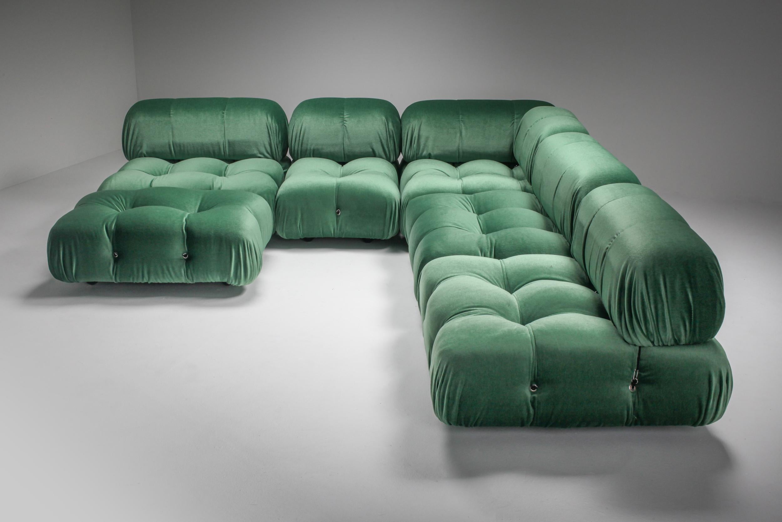 Italian Mario Bellini Camaleonda in Pierre Frey Velvet Green Upholstery