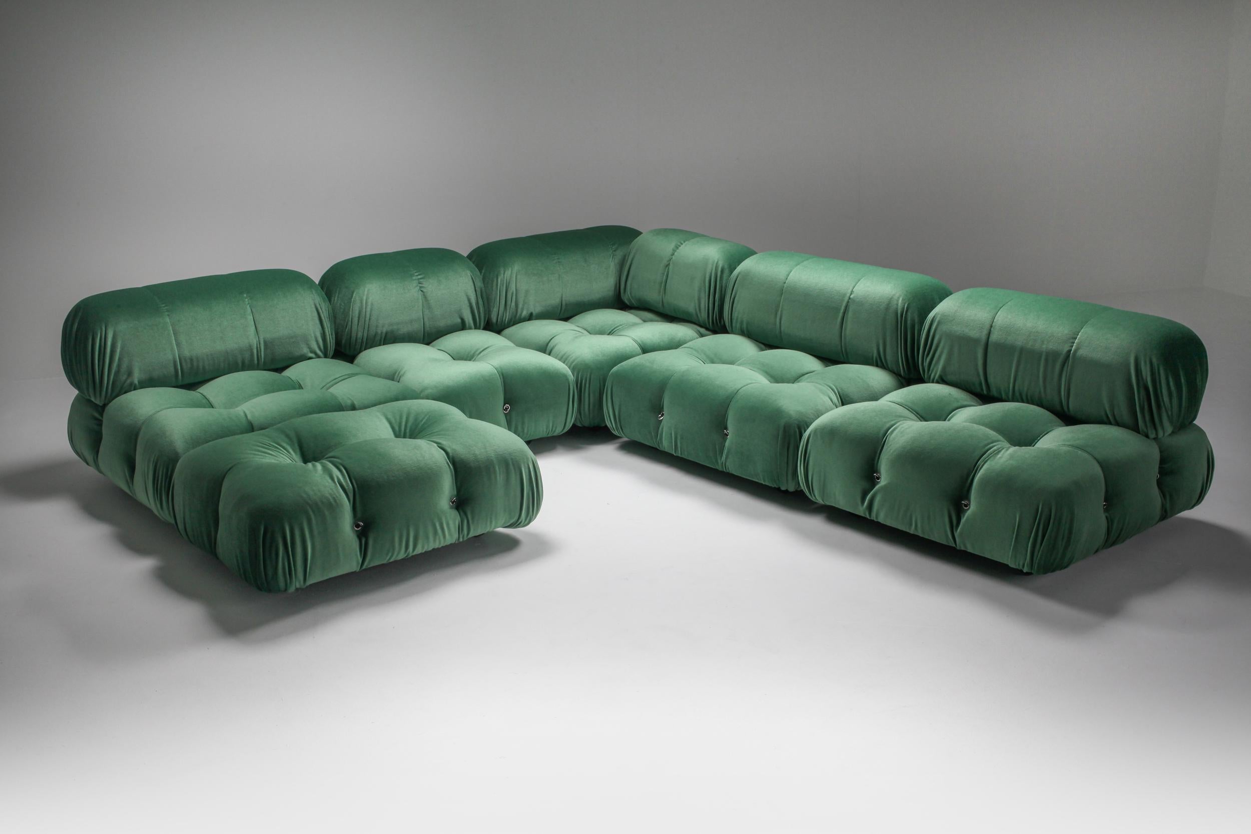 Late 20th Century Mario Bellini Camaleonda in Pierre Frey Velvet Green Upholstery