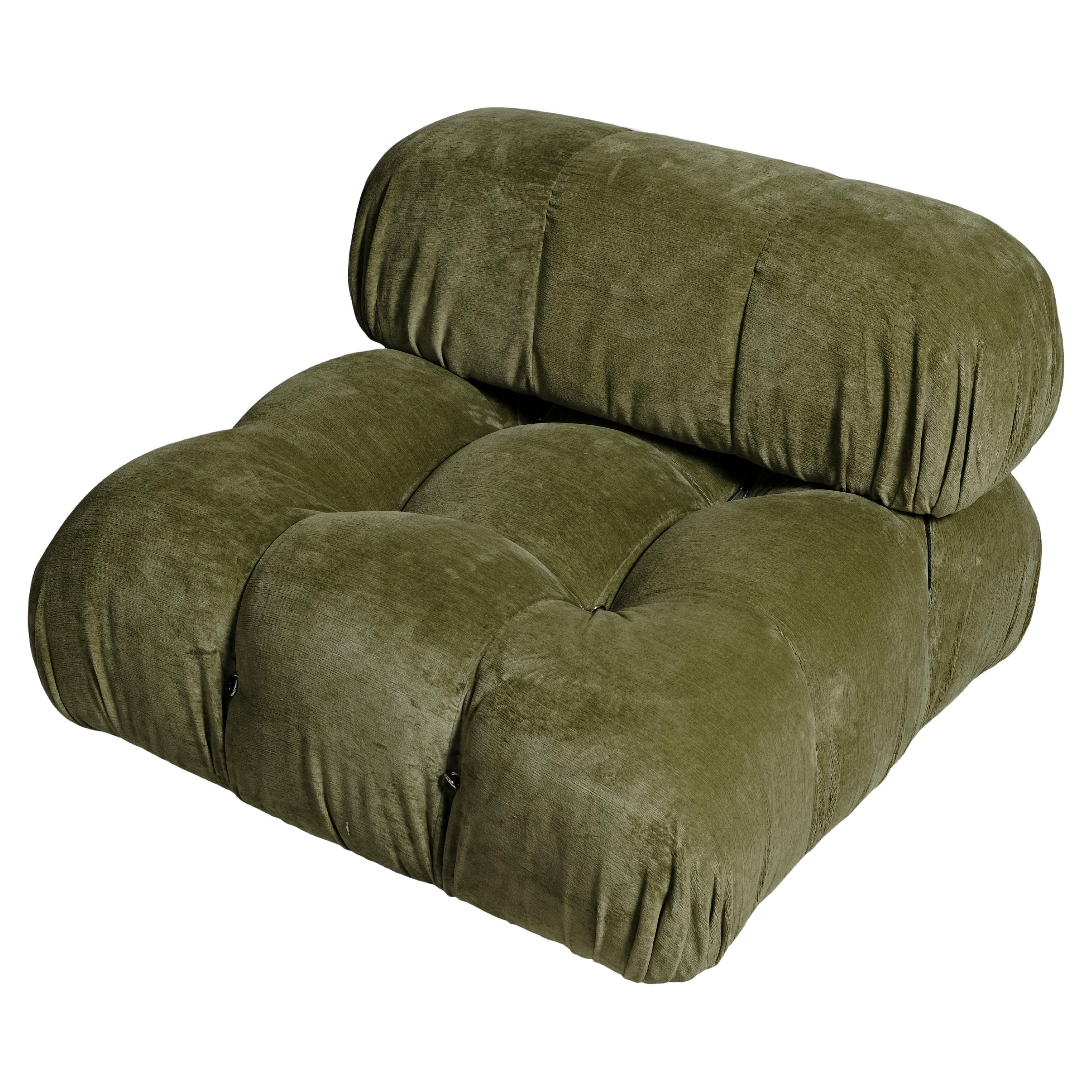 Mario Bellini Camaleonda Lounge Chair for B&B Italia, Green Linen Velvet, 1972