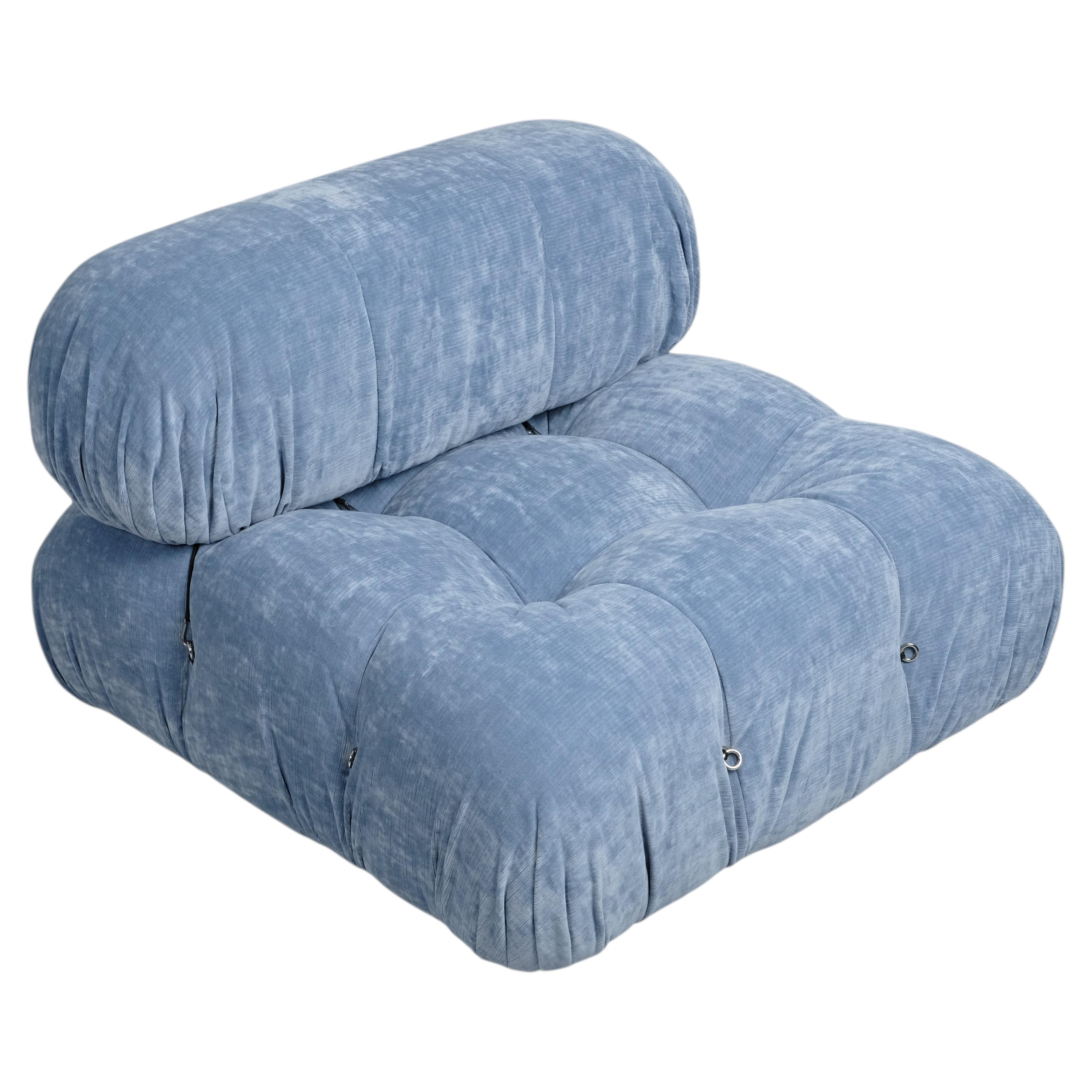 Mario Bellini Camaleonda Lounge Chair for B&B Italia, Sky Blue Velvet, 1972