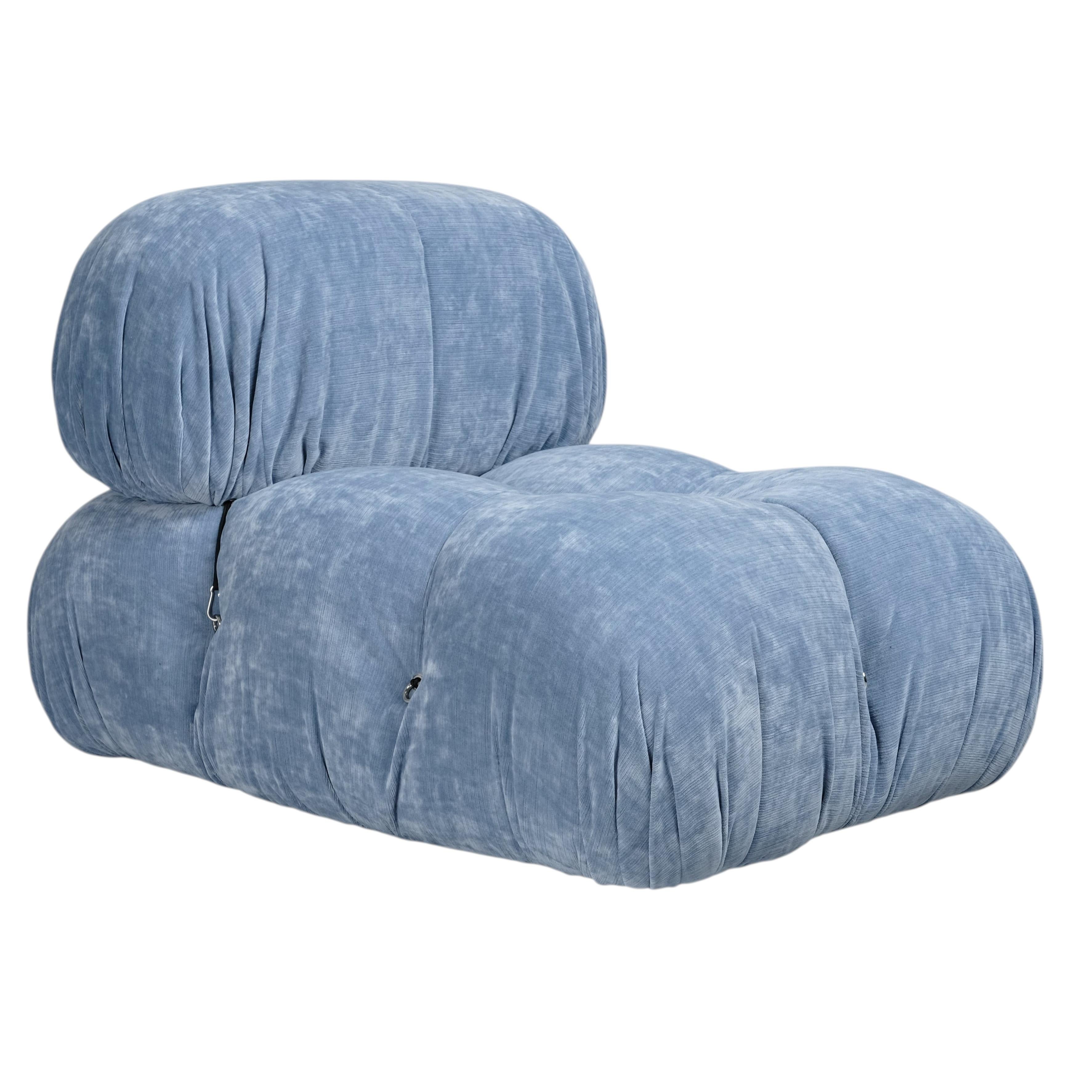 Mario Bellini Camaleonda Lounge Chair für B&B Italia, Himmelblauer Samt, 1972 im Angebot