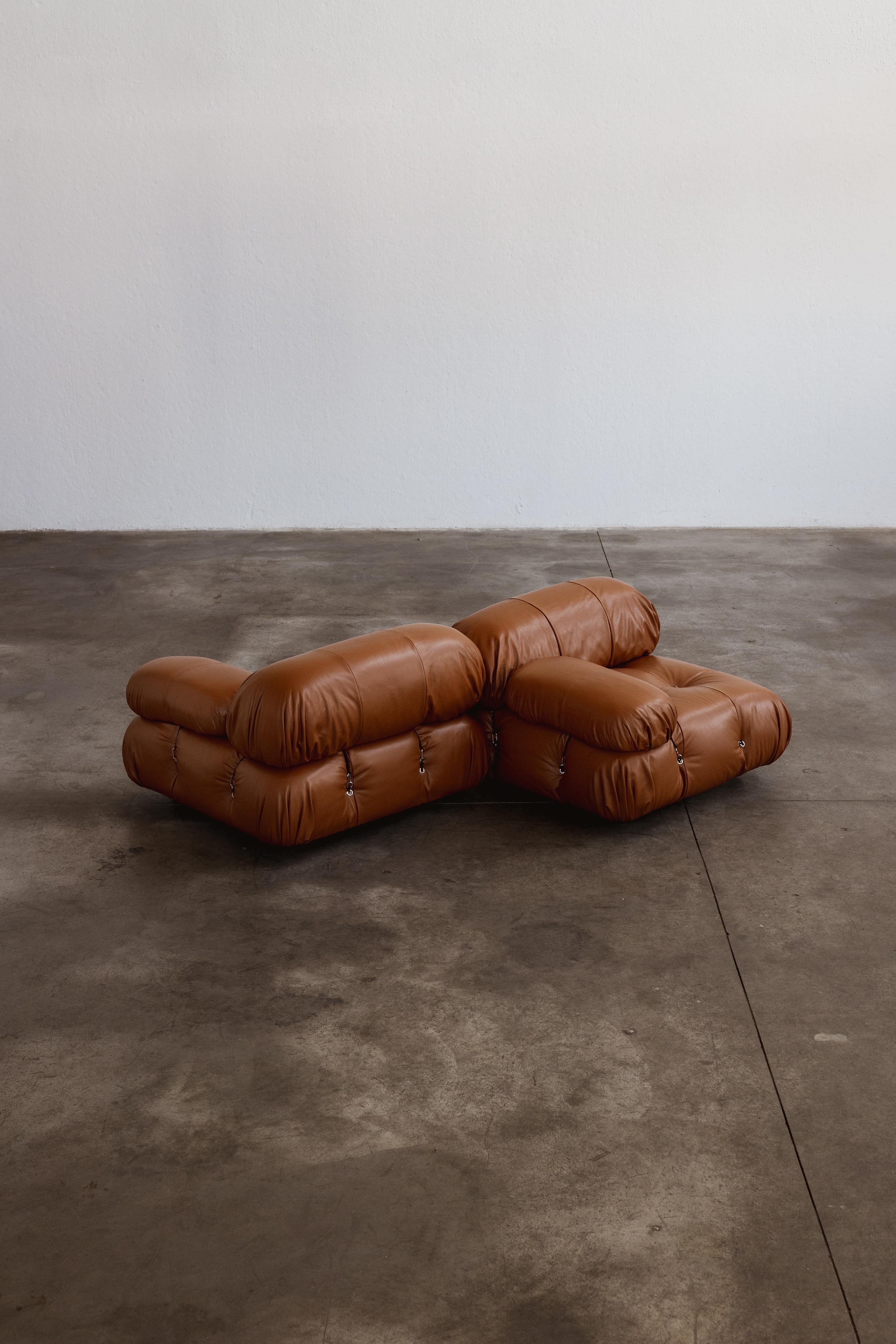 Mario Bellini Camaleonda Sofa für B&B Italia, Cognacfarbenes Leder, 1970, 2er-Set im Angebot 5