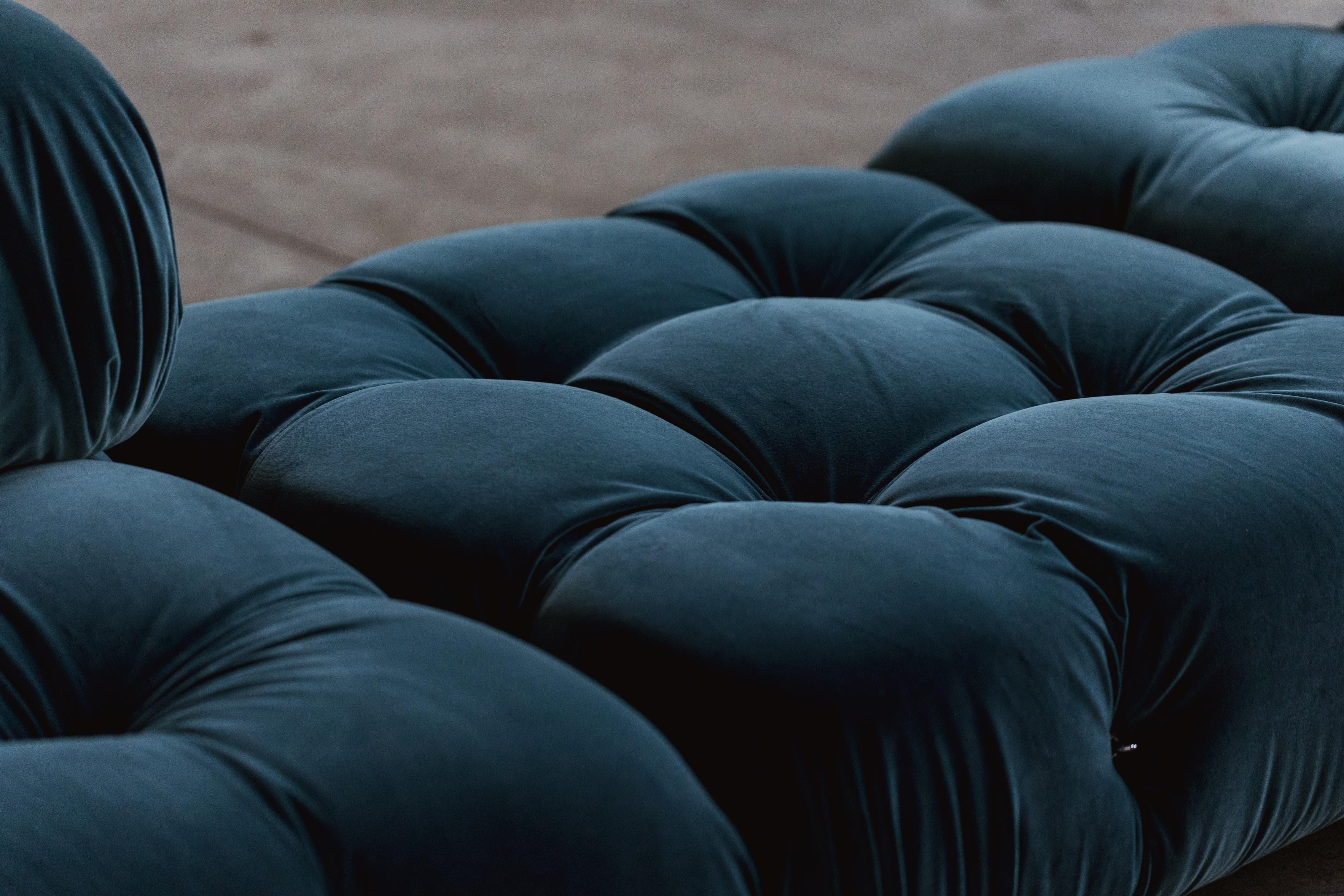 Mario Bellini Camaleonda Sofa für B&B Italia, Blauer Samt, 1970, 2er-Set im Angebot 7