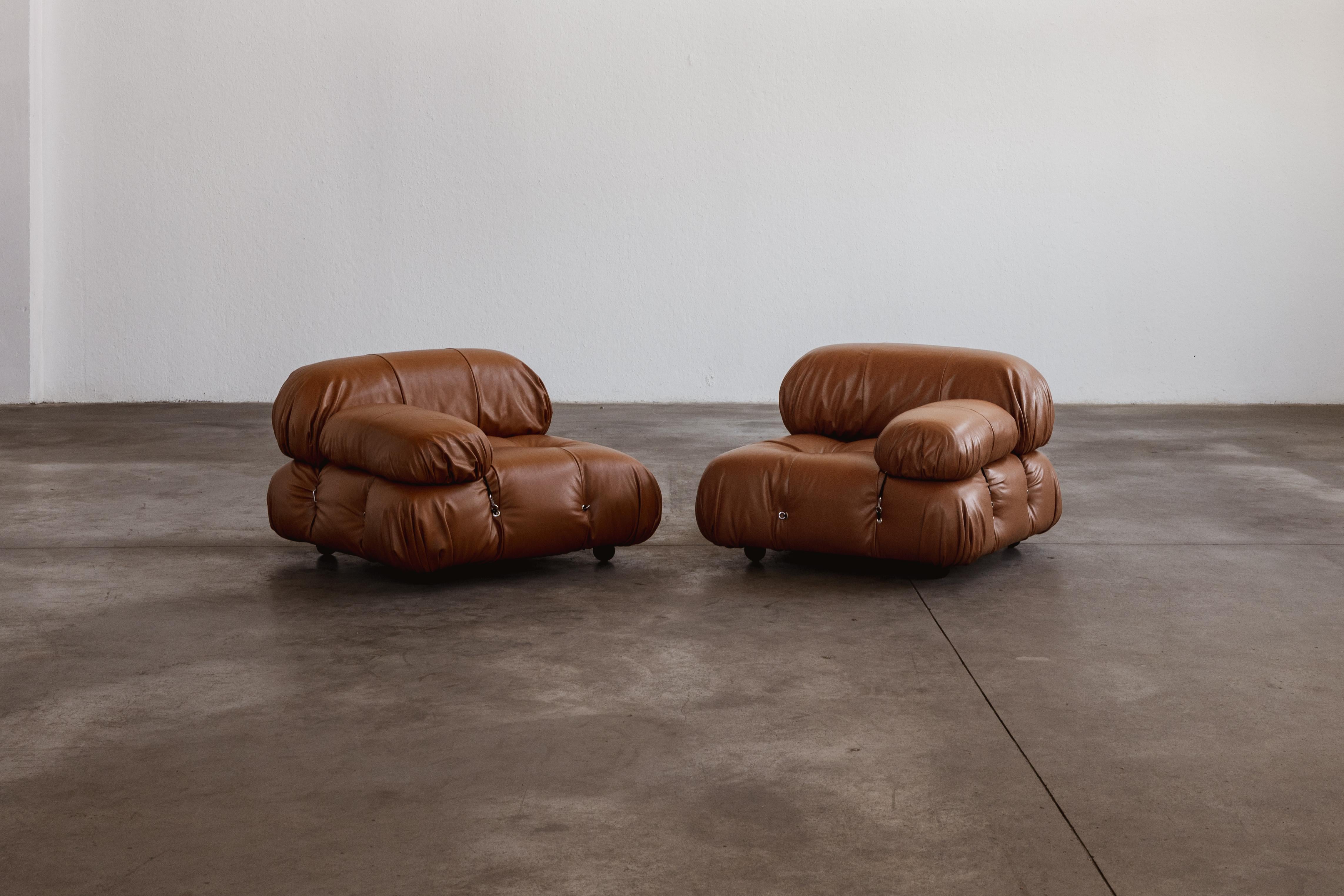 Mario Bellini Camaleonda Sofa für B&B Italia, Cognacfarbenes Leder, 1970, 2er-Set im Zustand „Gut“ im Angebot in Lonigo, Veneto