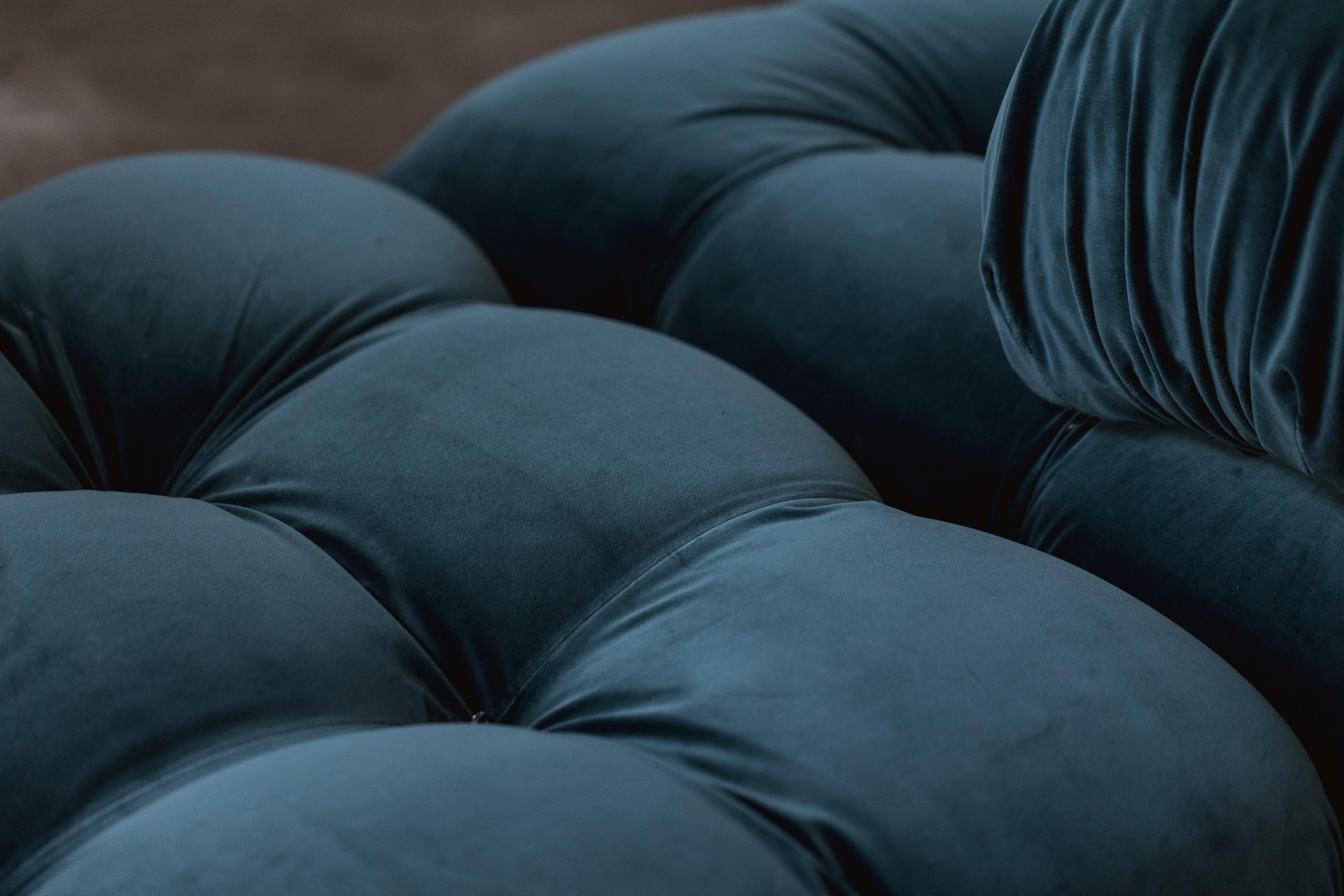 Mario Bellini Camaleonda Sofa für B&B Italia, Blauer Samt, 1970, 2er-Set (Ende des 20. Jahrhunderts) im Angebot