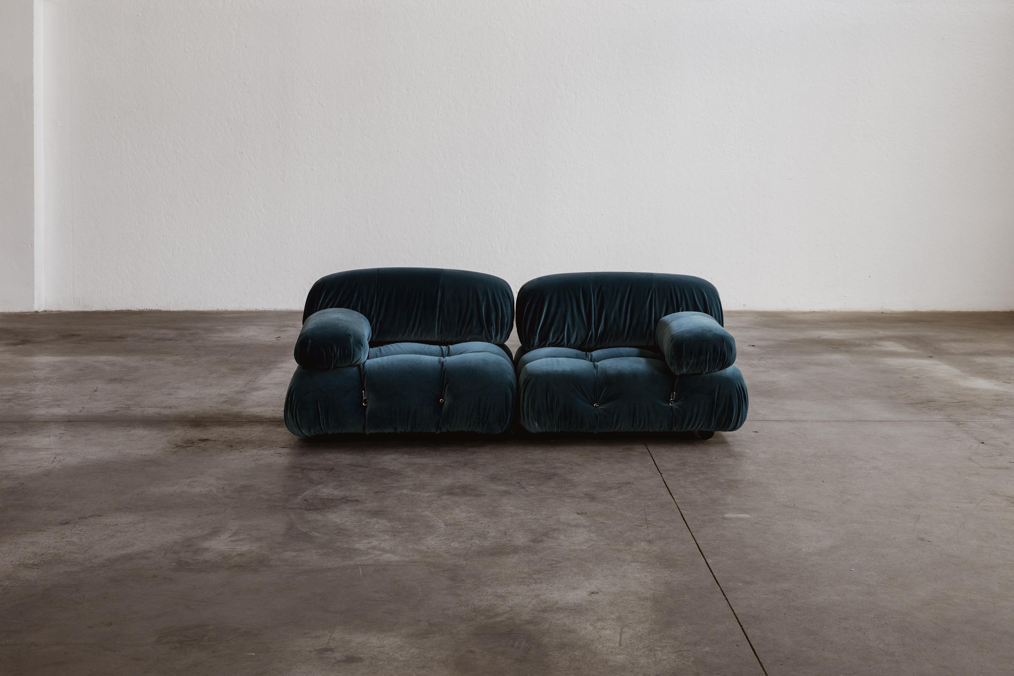 Mario Bellini Camaleonda Sofa für B&B Italia, Blauer Samt, 1970, 2er-Set im Angebot 2