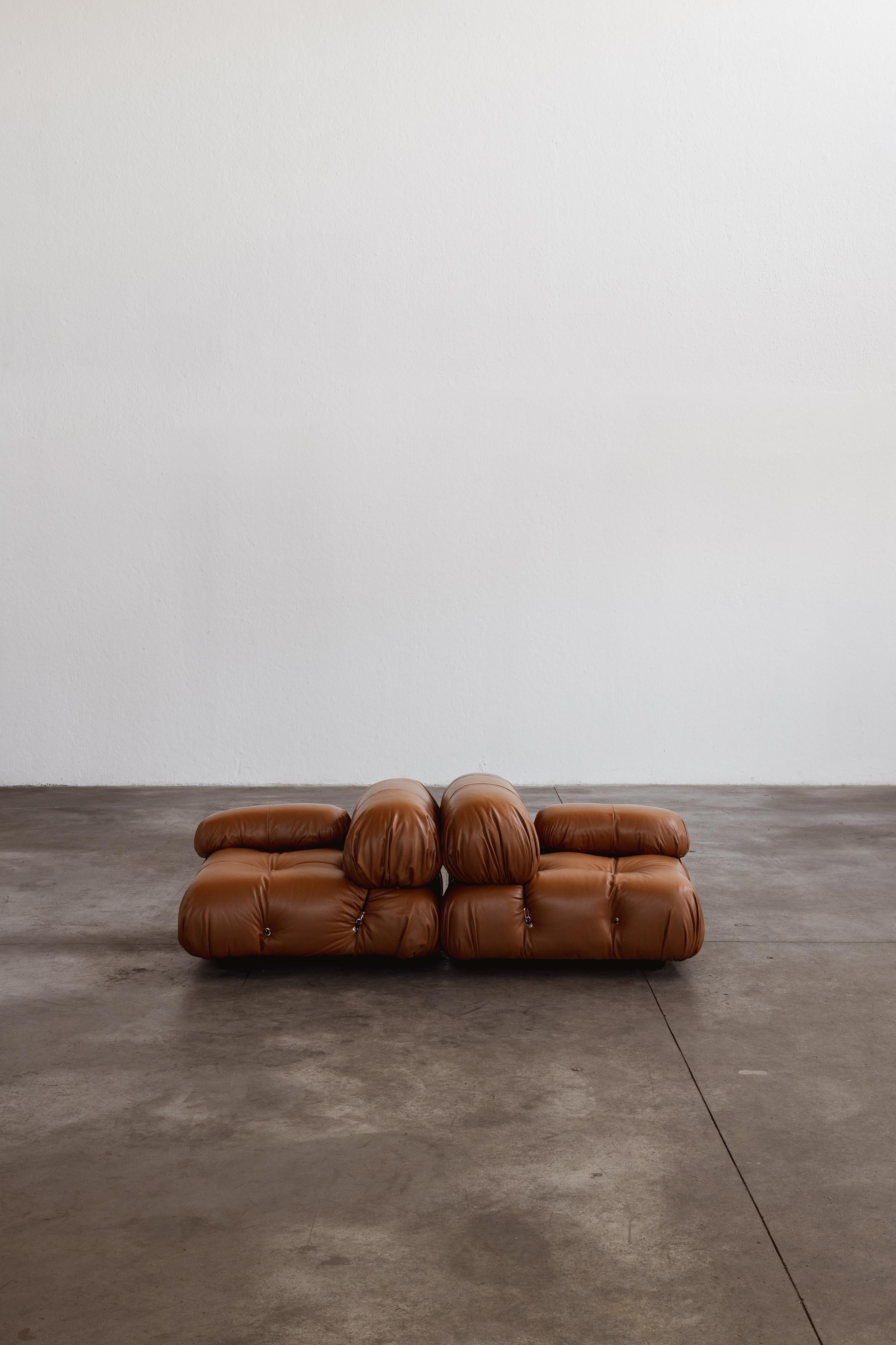 Mario Bellini Camaleonda Sofa für B&B Italia, Cognacfarbenes Leder, 1970, 2er-Set im Angebot 2