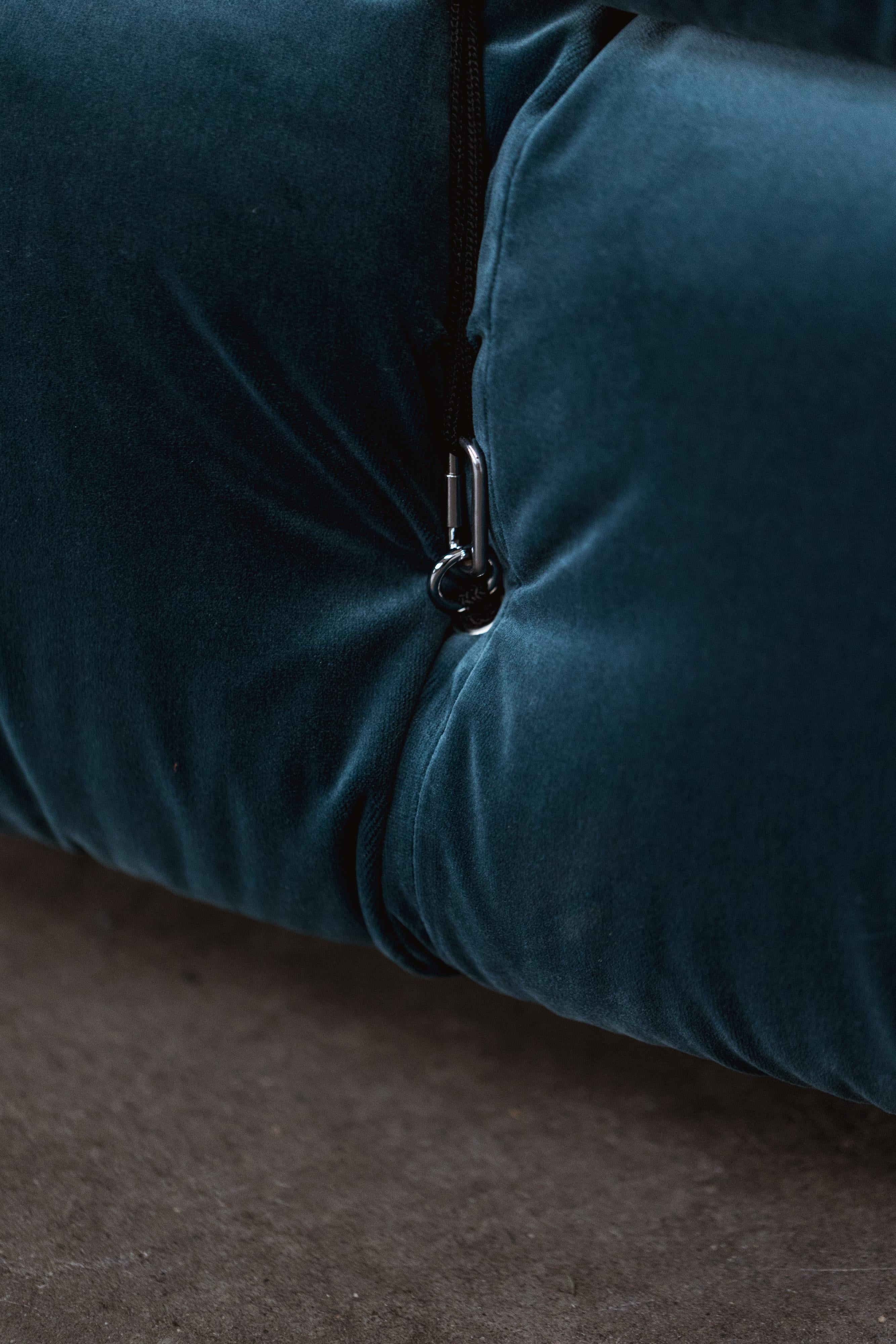 Mario Bellini Camaleonda Sofa für B&B Italia, Blauer Samt, 1970, 3er-Set im Angebot 4