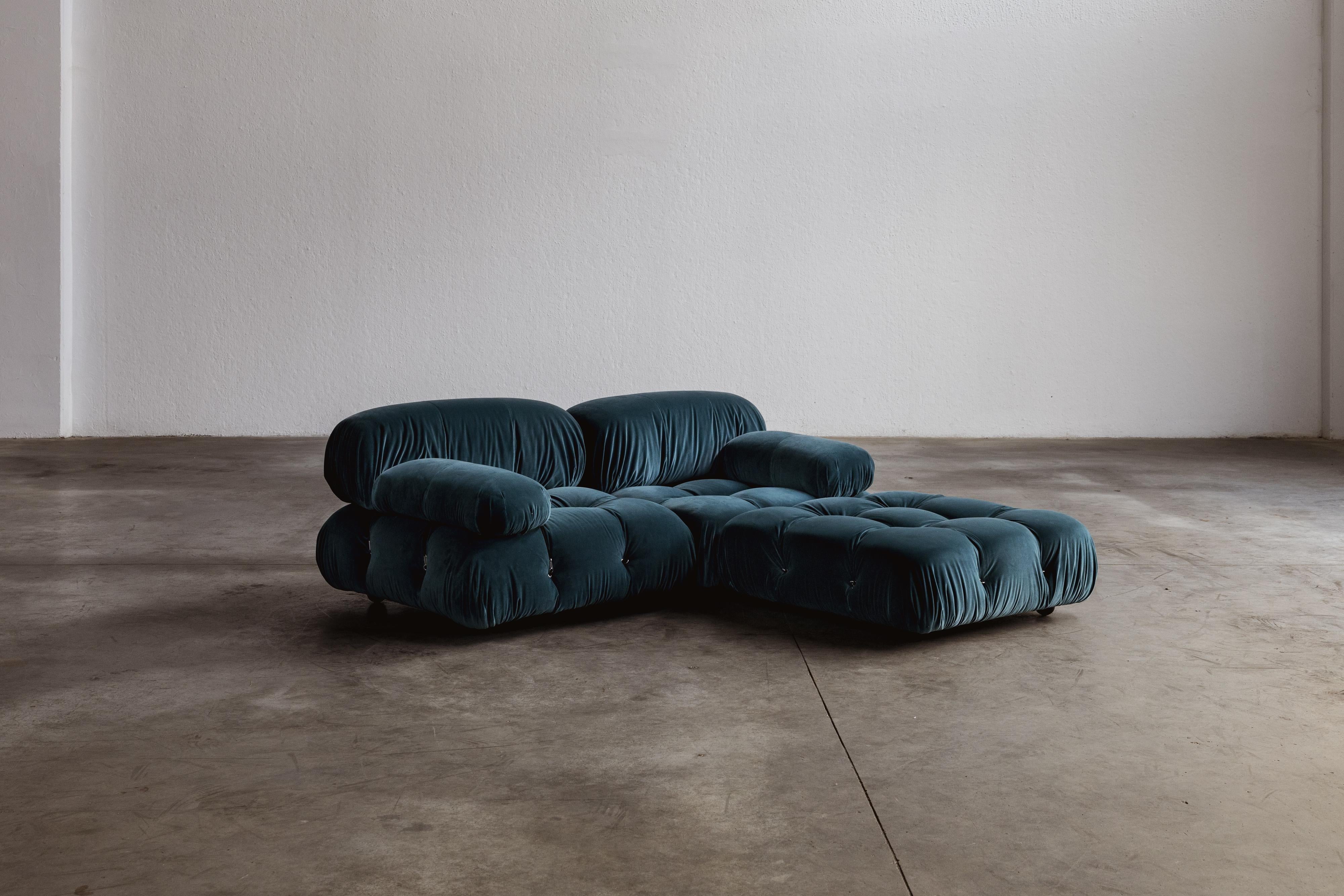Mario Bellini Camaleonda Sofa für B&B Italia, Blauer Samt, 1970, 3er-Set im Angebot 5