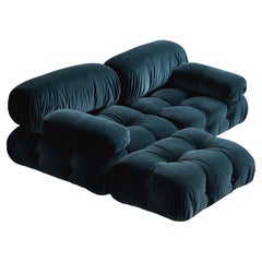 Mario Bellini “Camaleonda” Sofa for B&B Italia, Blue Velvet, 1970, Set of 3