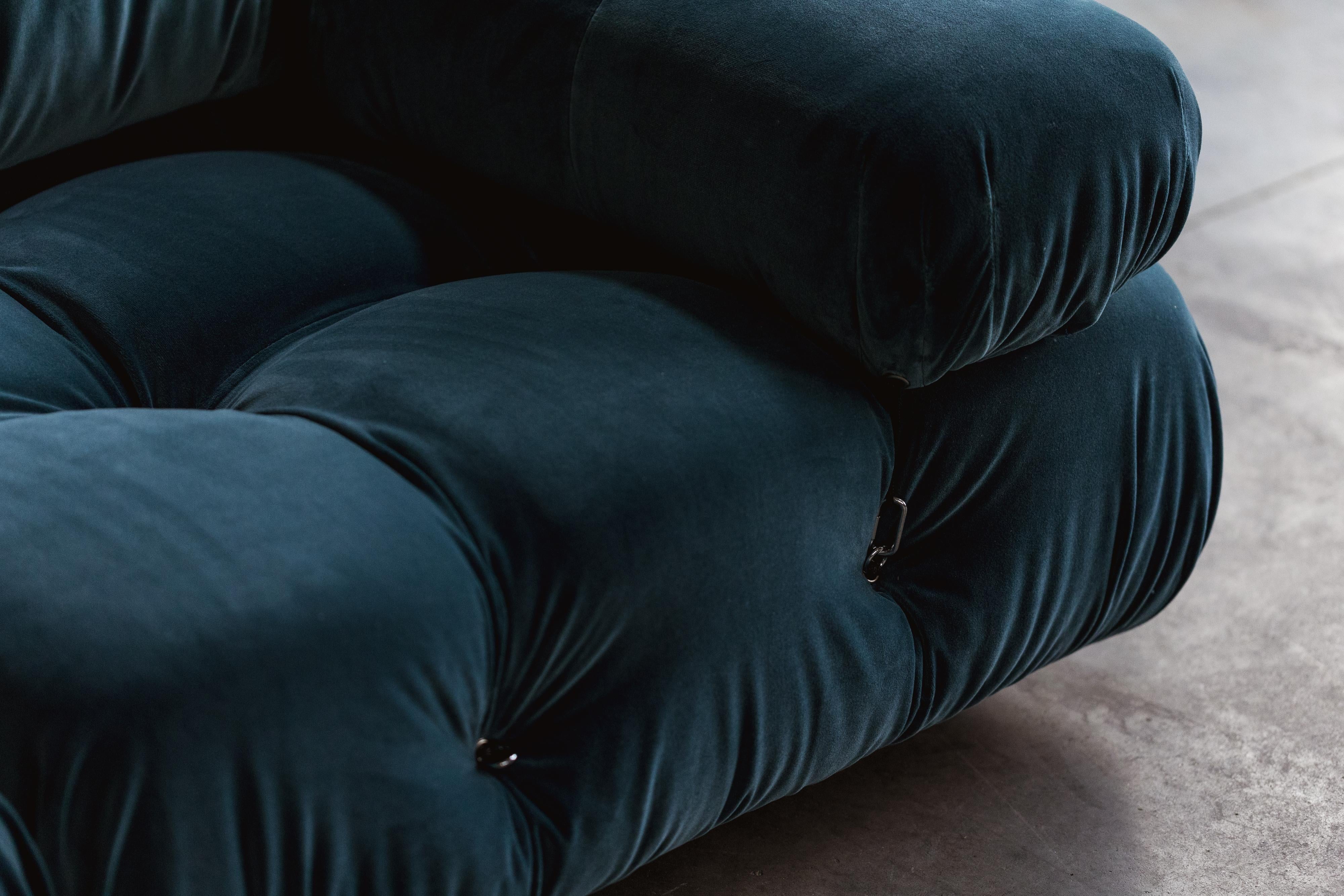 Mario Bellini Camaleonda Sofa für B&B Italia, Blauer Samt, 1970, 4er-Set im Angebot 2
