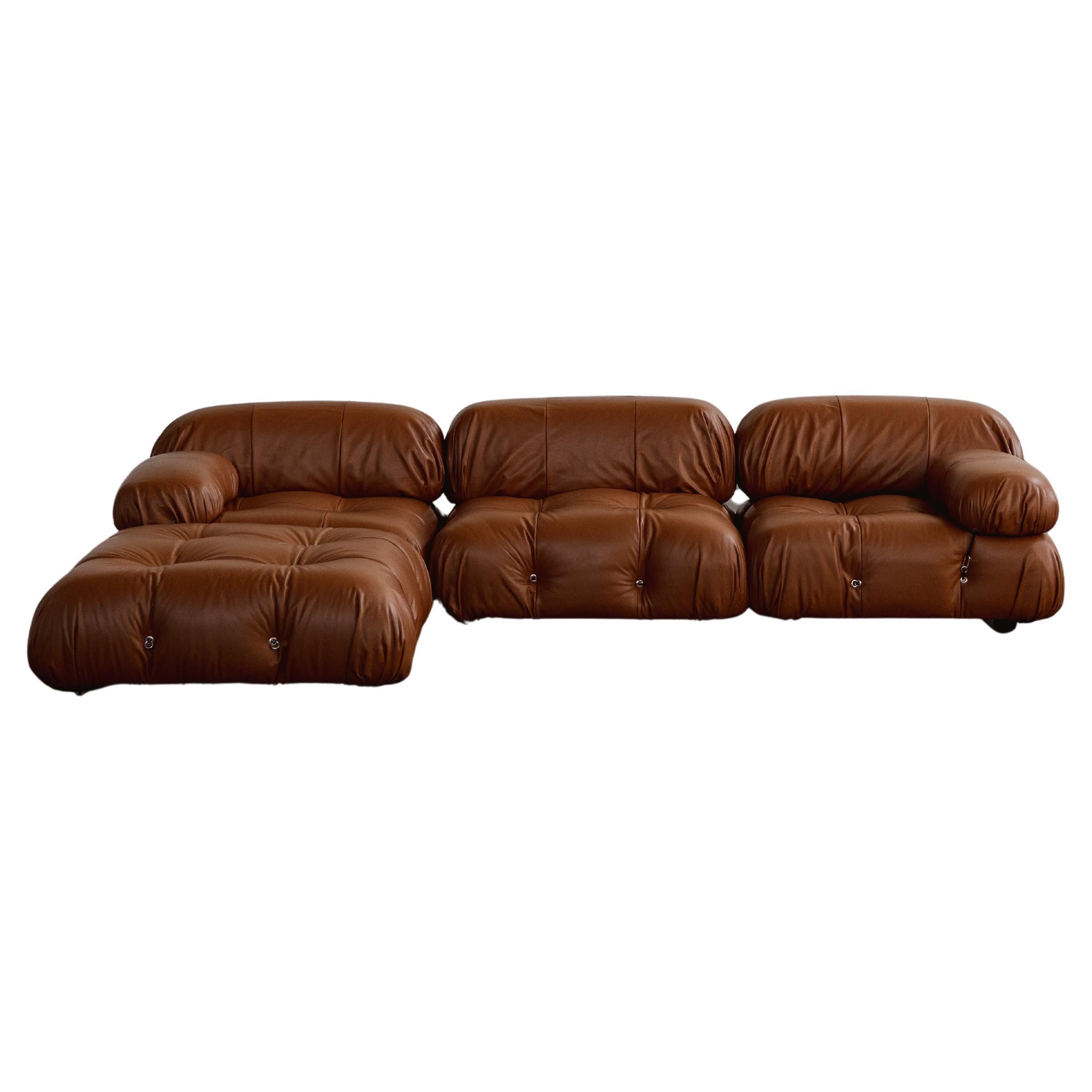 Mario Bellini “Camaleonda” Sofa for B&B Italia, Cognac Leather, 1970, Set of 4