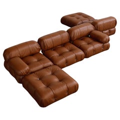 Mario Bellini “Camaleonda” Sofa for B&B Italia, Cognac Leather, 1970, Set of 6