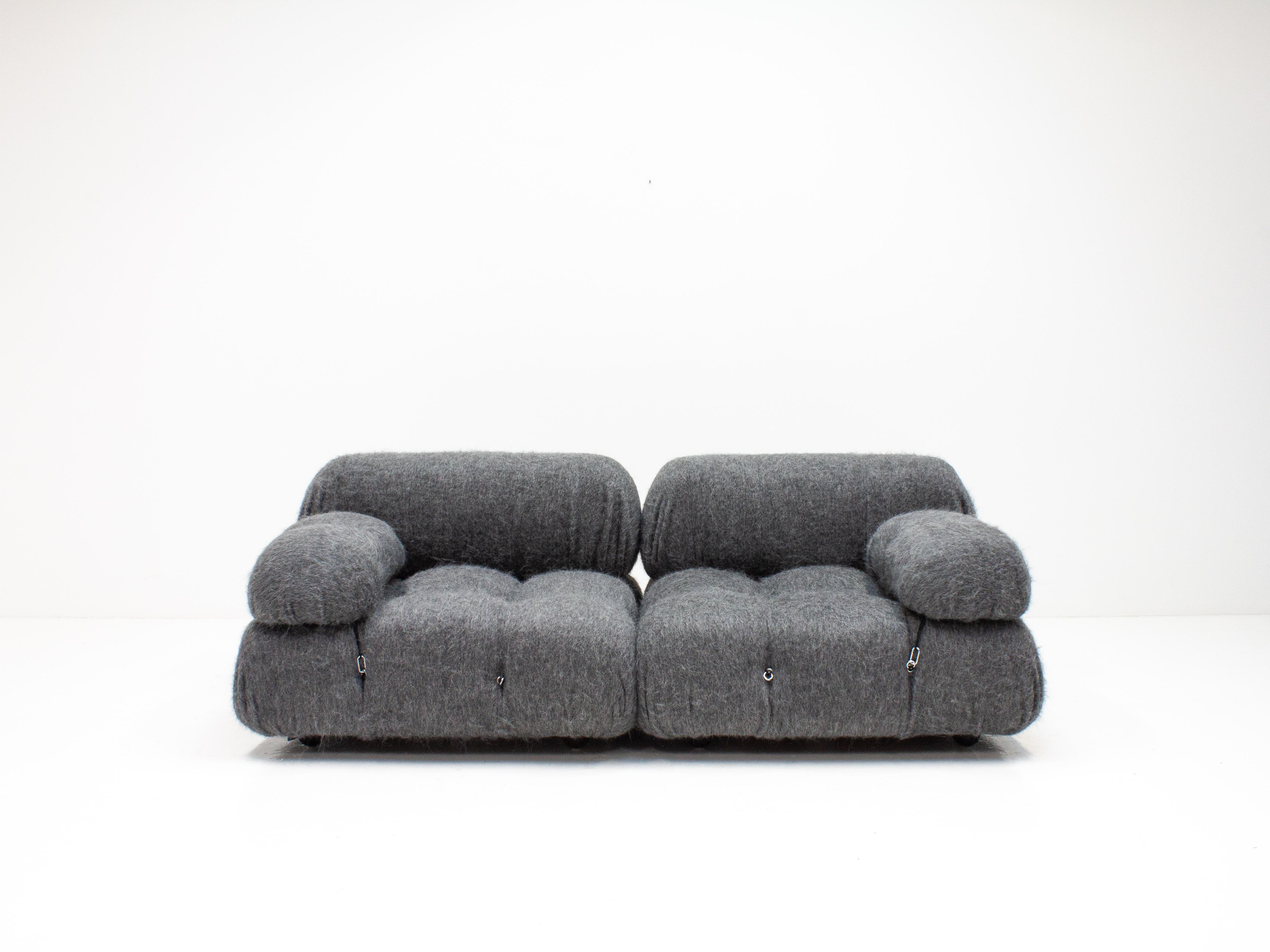 A Mario Bellini 'Camaleonda' modular sofa for B&B Italia, newly upholstered in fluffy wool, mohair and alpaca fabric which is produced by one of the most luxurious fabric manufacturers in the world, Pierre Frey.

The Camaleonda was designed by Mario