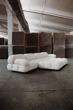 Mario Bellini "Camaleonda" Sofa for B&B Italia, Ivory Bouclé, 1970, Set of 6