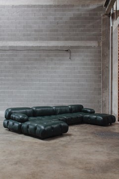 Mario Bellini "Camaleonda" Modular Sofa for C&B in Green Leather, 1971, Set of 6