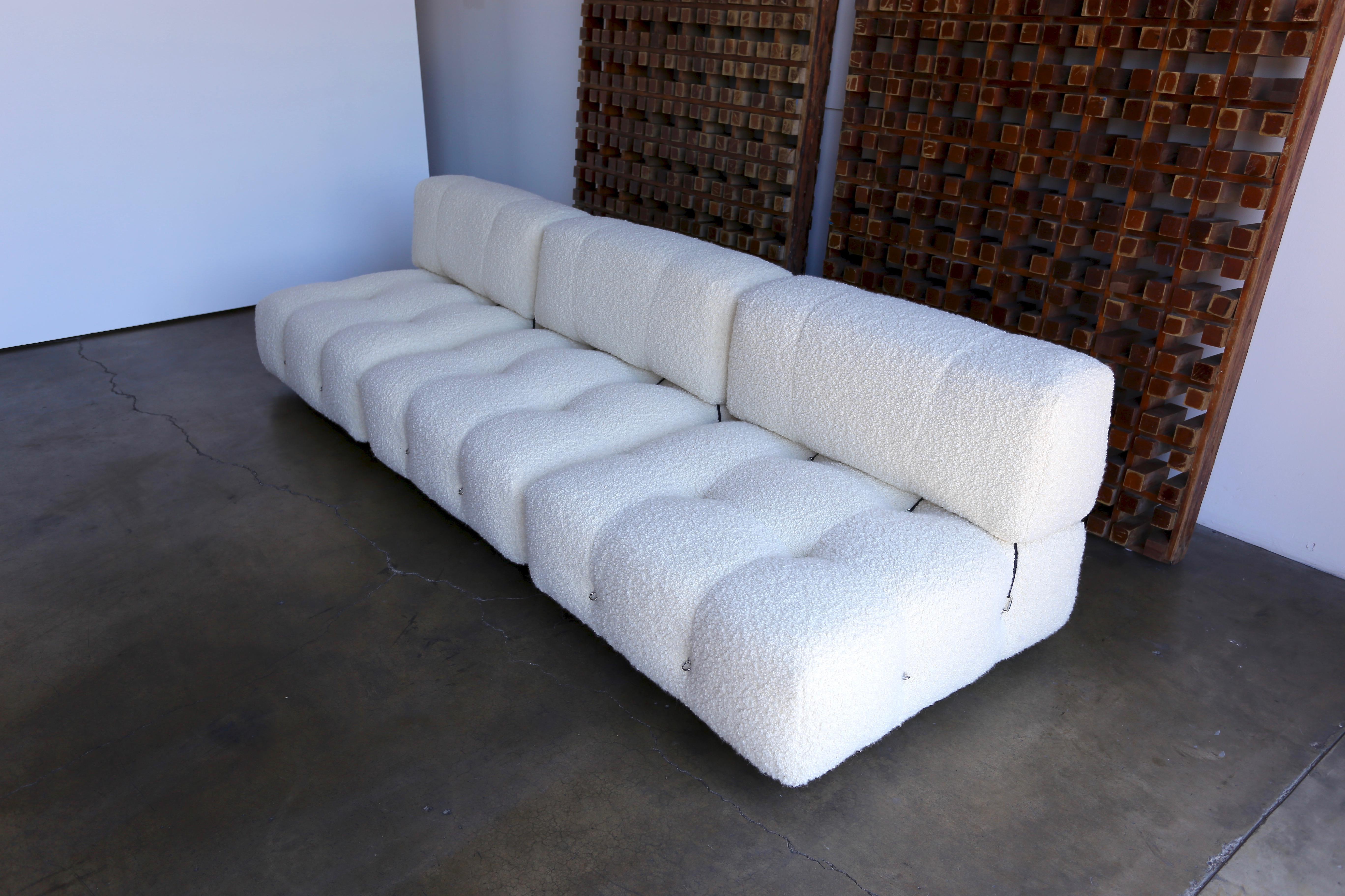 Mario Bellini 'Camaleonda' modular sofa. This piece has been upholstered in beautiful alpaca wool bouclé. 

As pictured this piece measures 113.5