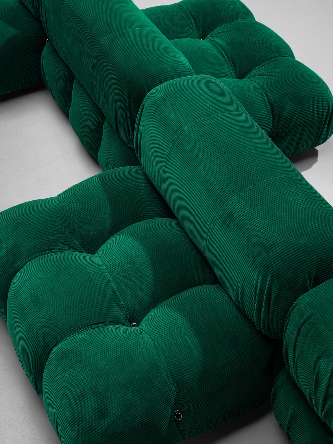 Tissu Canapé modulaire Camaleonda en velours côtelé vert de Mario Bellini