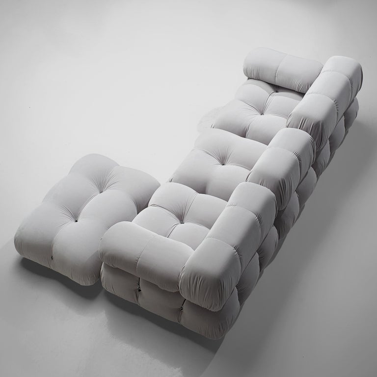 Mid-Century Modern Mario Bellini 'Camaleonda' Modular Sofa in Grey Velvet Upholstery For Sale