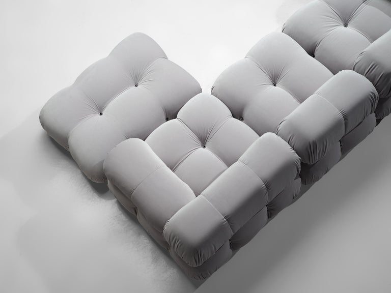 Italian Mario Bellini 'Camaleonda' Modular Sofa in Grey Velvet Upholstery For Sale