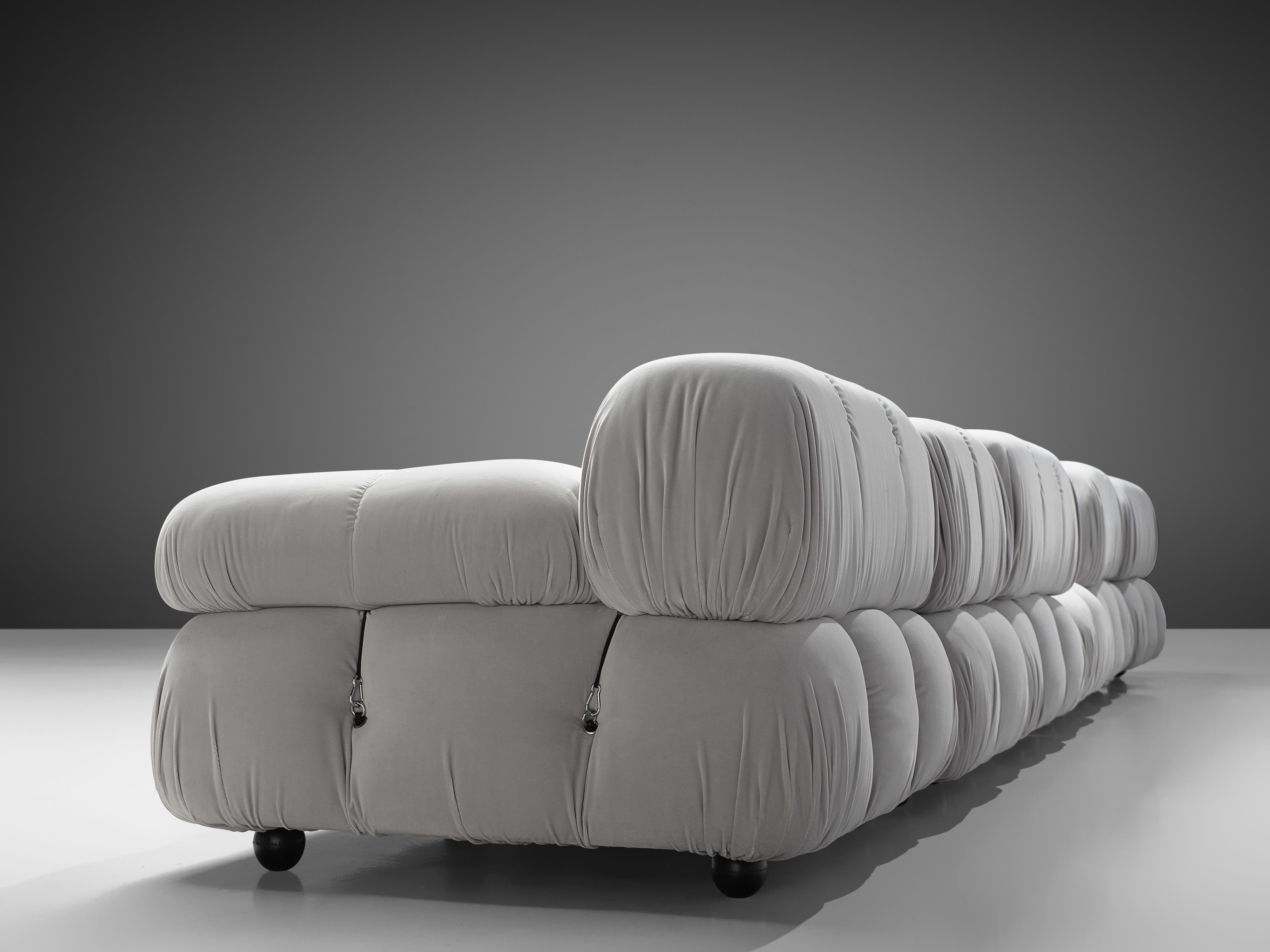Mid-Century Modern Mario Bellini 'Camaleonda' Modular Sofa in Grey Velvet Upholstery