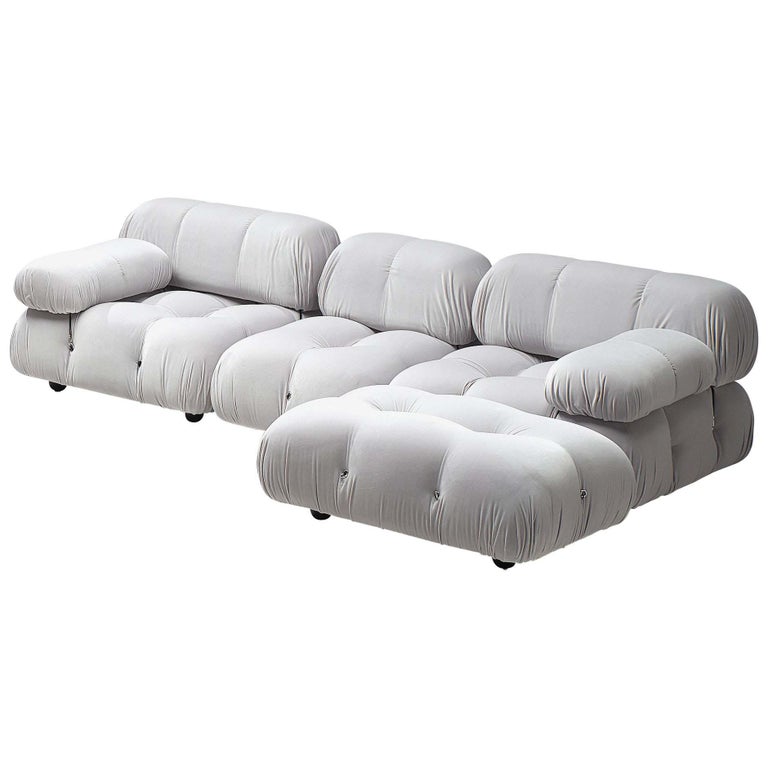 Mario Bellini 'Camaleonda' Modular Sofa in Grey Velvet Upholstery For Sale