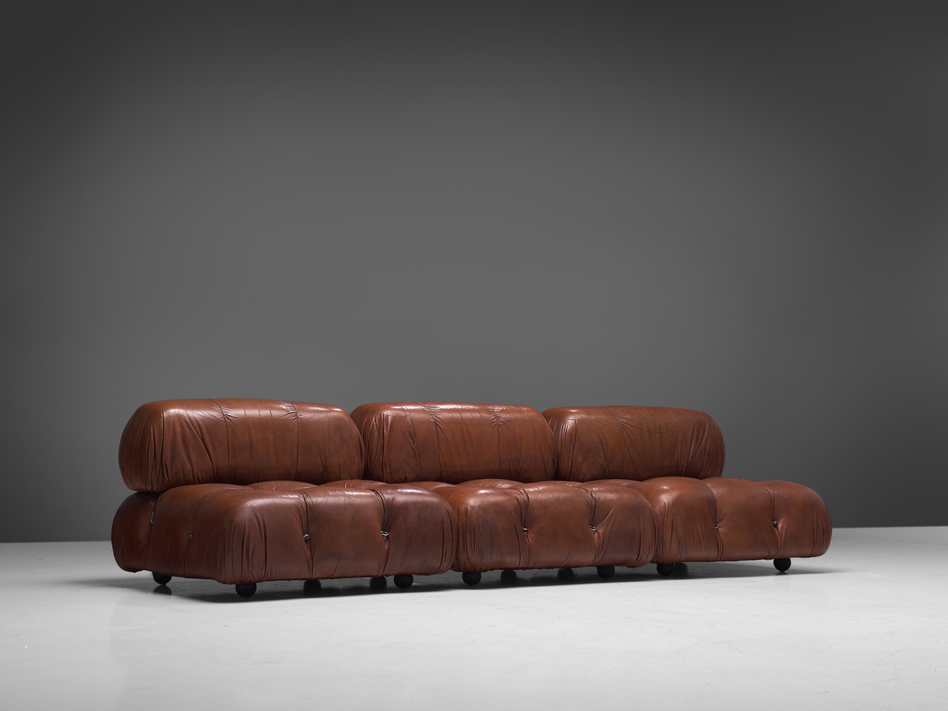 Mario Bellini 'Camaleonda' Modular Sofa in Brown Leather 2