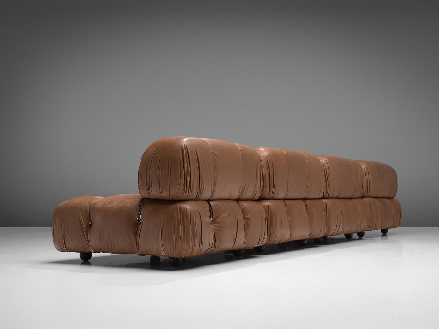 Mid-Century Modern Mario Bellini 'Camaleonda' Modular Sofa in Original Brown Leather