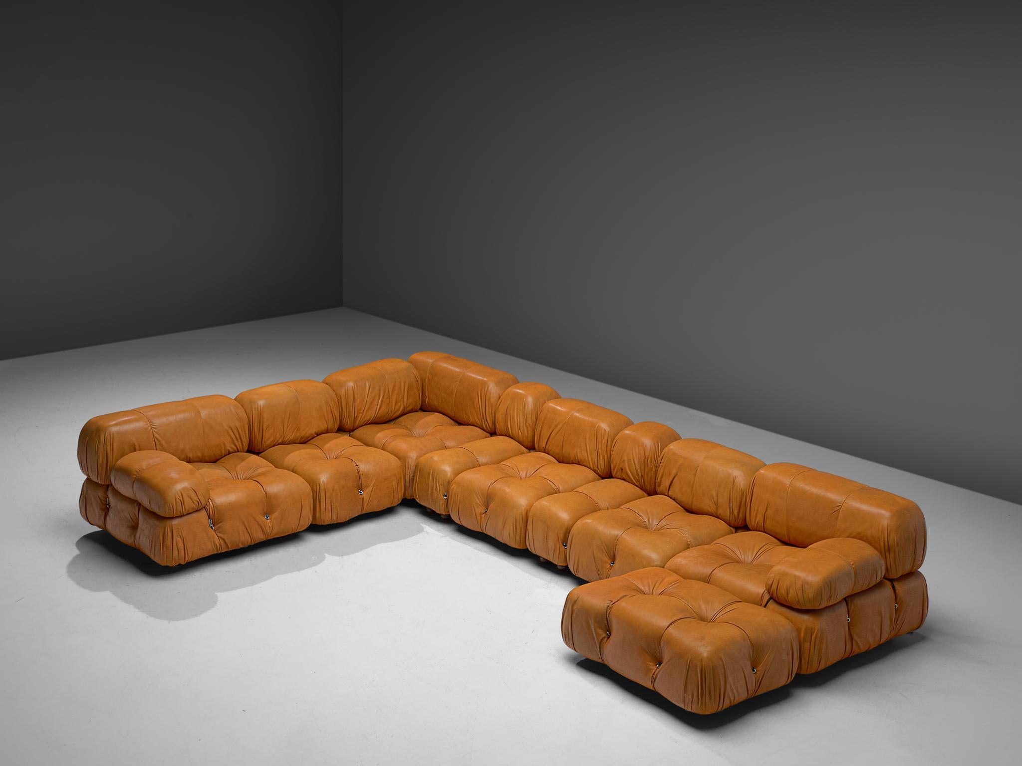 Mid-Century Modern Mario Bellini 'Camaleonda' Modular Sofa in Original Cognac Leather