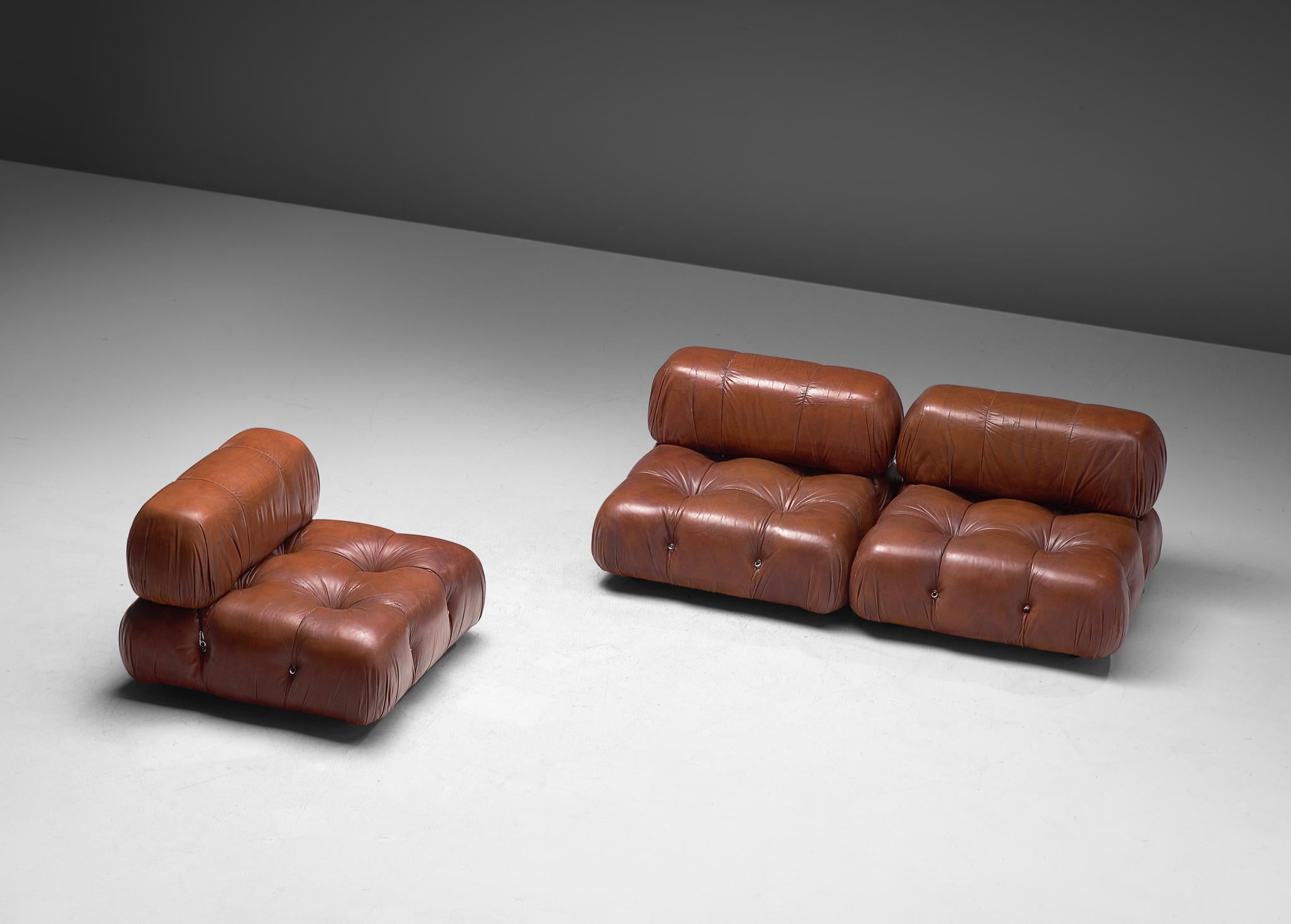 Mario Bellini 'Camaleonda' Modular Sofa in Original Leather In Good Condition In Waalwijk, NL
