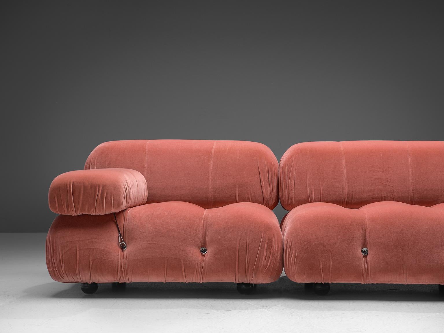 Mid-Century Modern Mario Bellini Camaleonda Modular Sofa in Rose Fabric