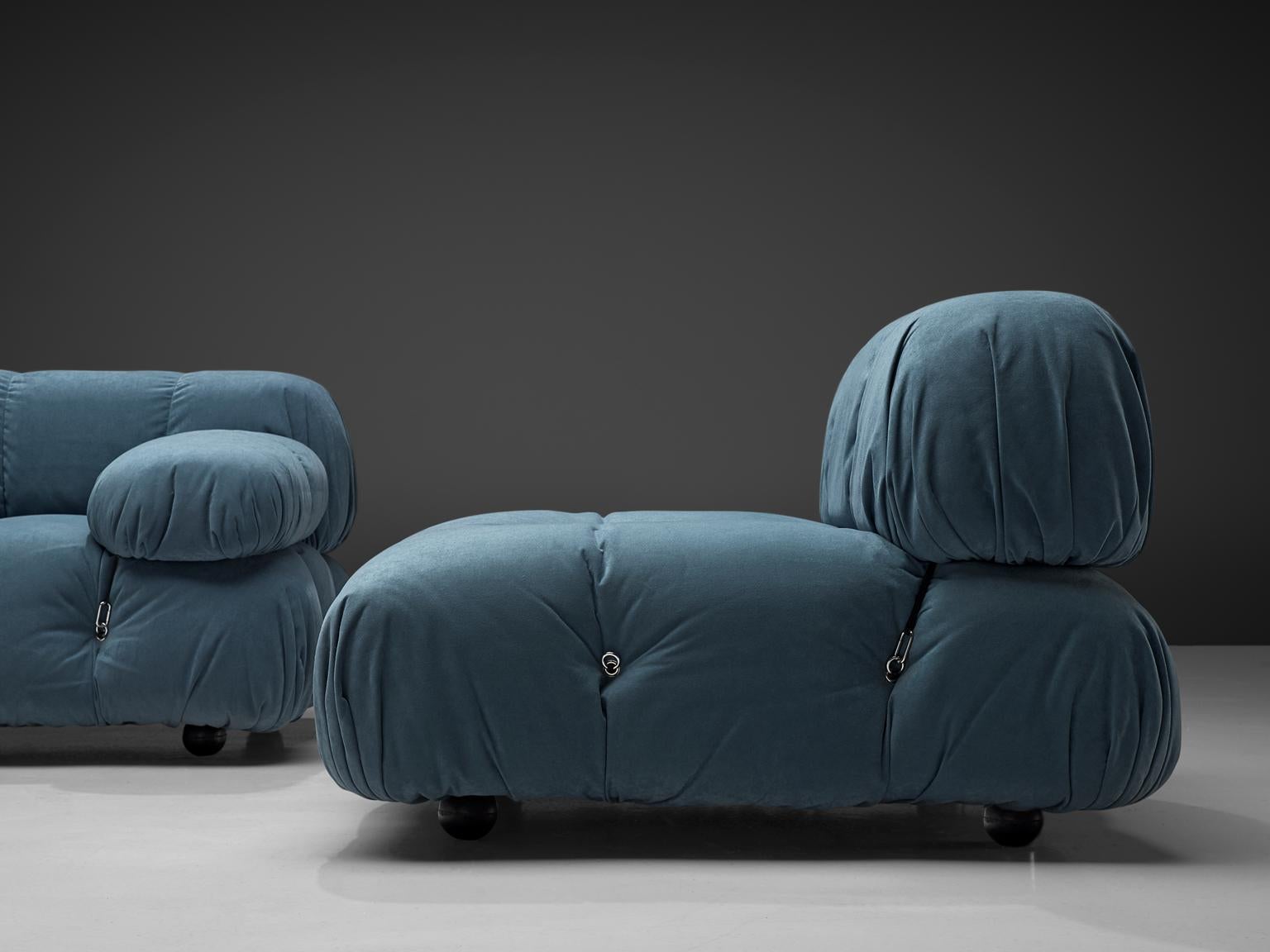 Italian Mario Bellini Camaleonda Modular Sofa in Original Sky Blue Fabric