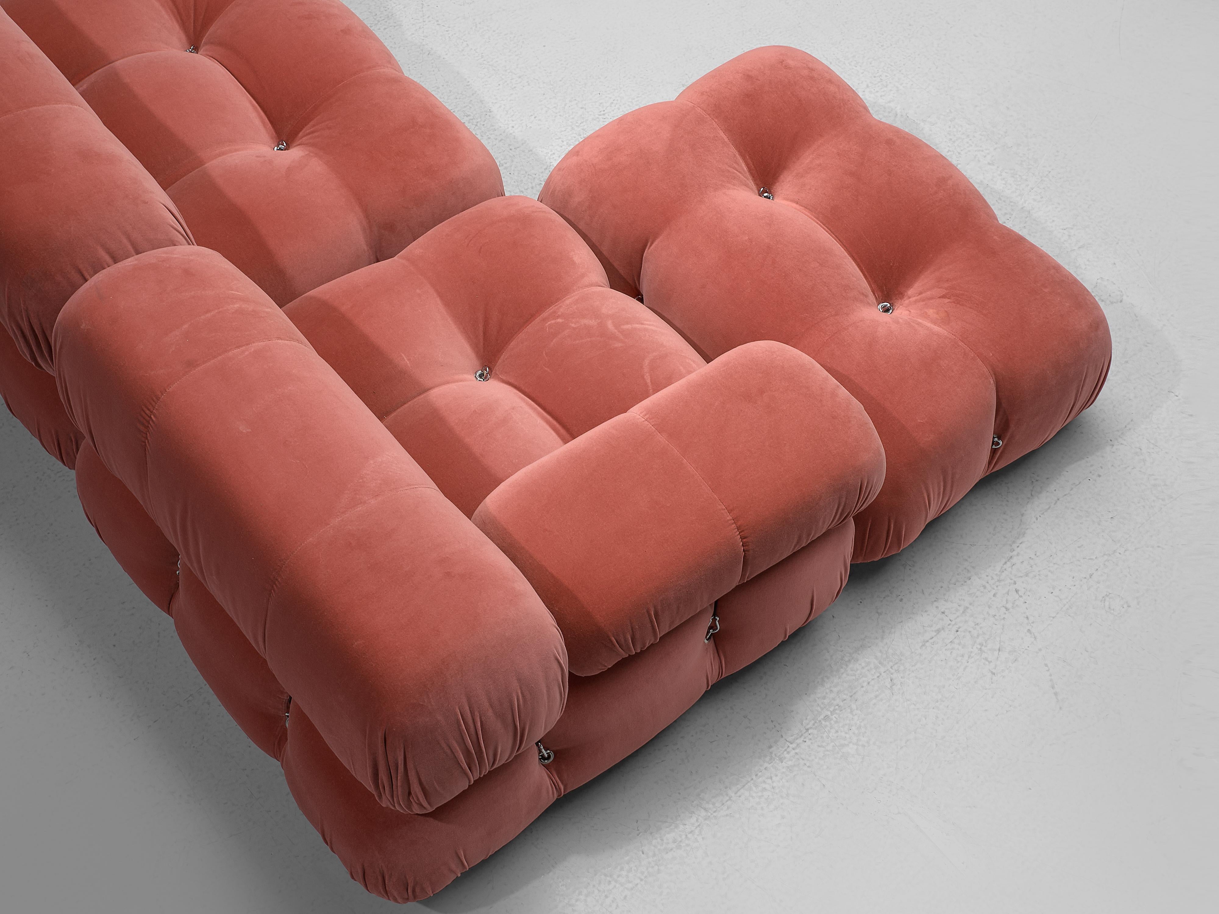 Italian Mario Bellini 'Camaleonda' Modular Sofa in Soft Pink Fabric Upholstery