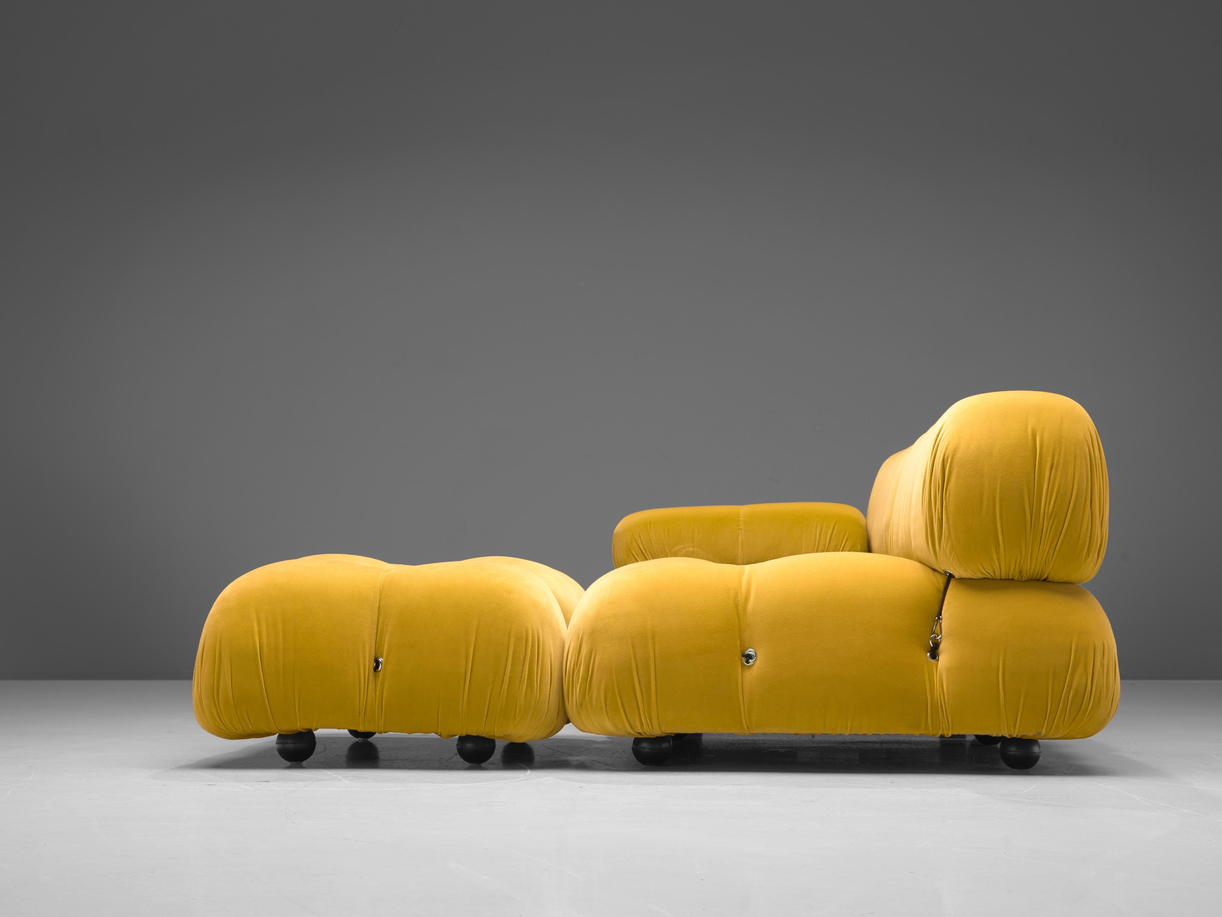 Late 20th Century Mario Bellini 'Camaleonda' Modular Sofa in Yellow Velvet