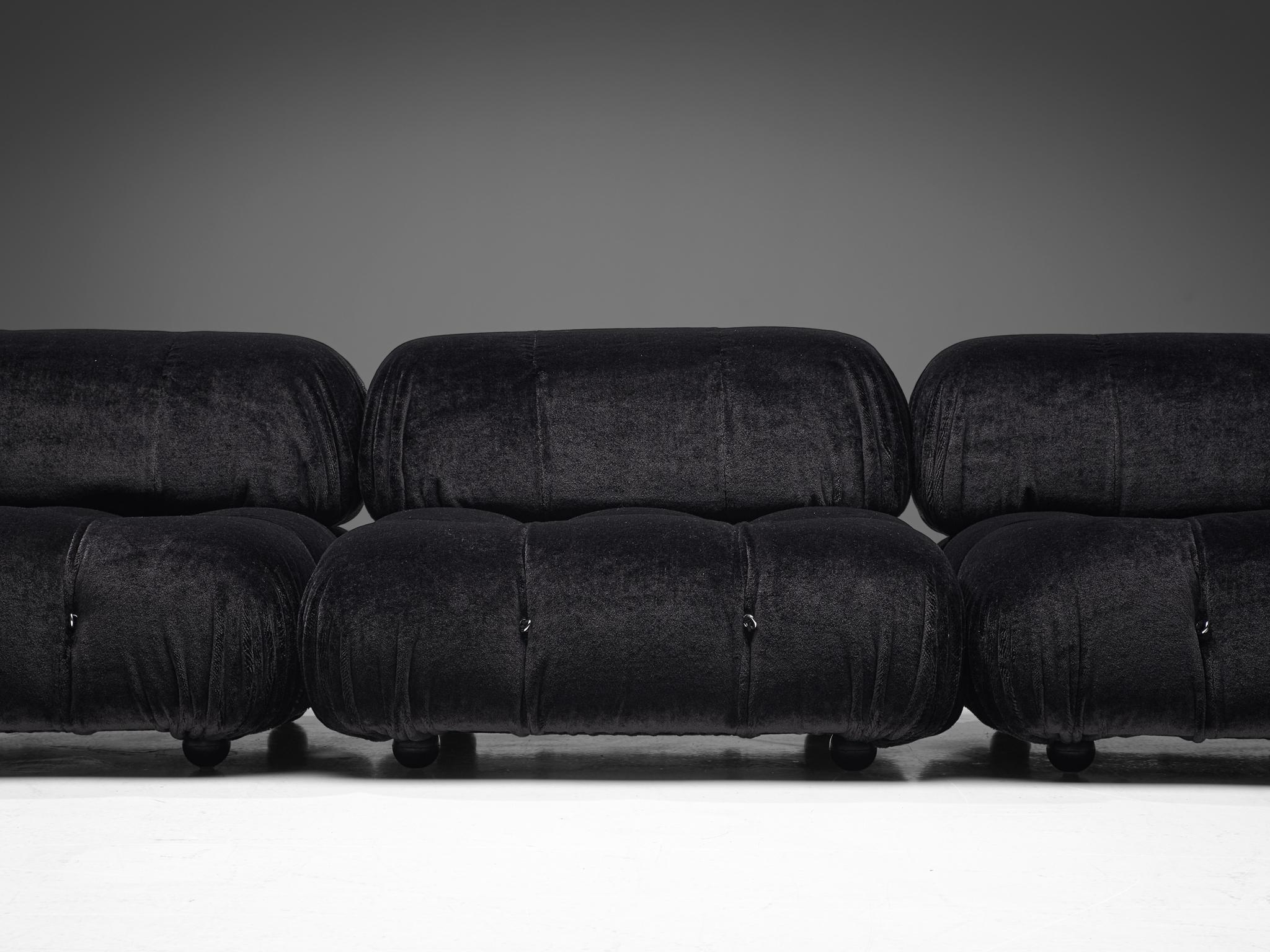 Fabric Mario Bellini 'Camaleonda' Modular Sofa Reupholstered in Antracite Upholstery