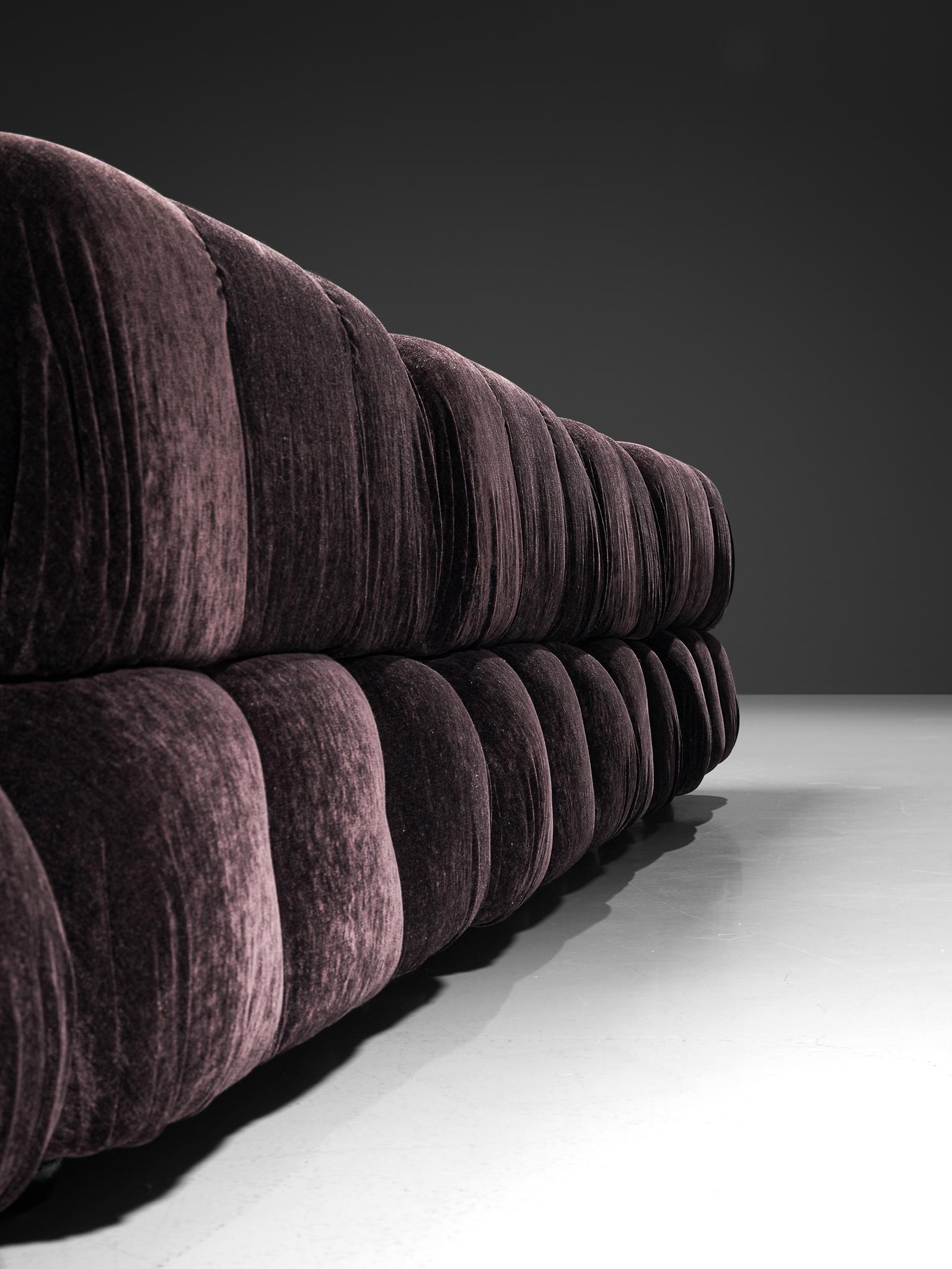 Mario Bellini 'Camaleonda' Modular Sofa Reupholstered in Burgundy Velvet 1