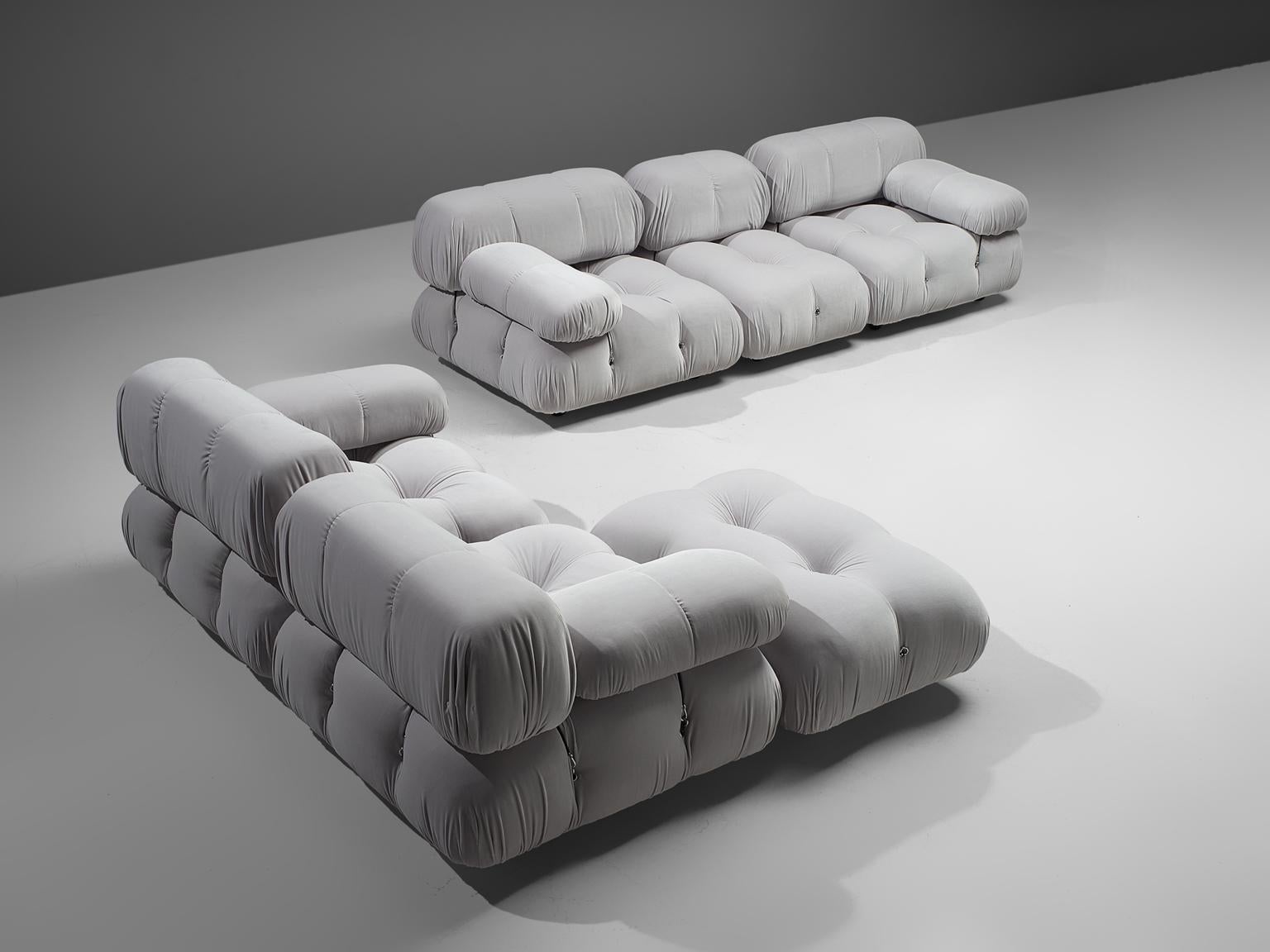 Mario Bellini, modular 'Cameleonda' sofa in light grey velvet, Italy, 1972.

The sectional elements of this sofa can be used freely and apart from one another. The upholstery on this piece features a high quality light grey velvet by Dedar Milano.