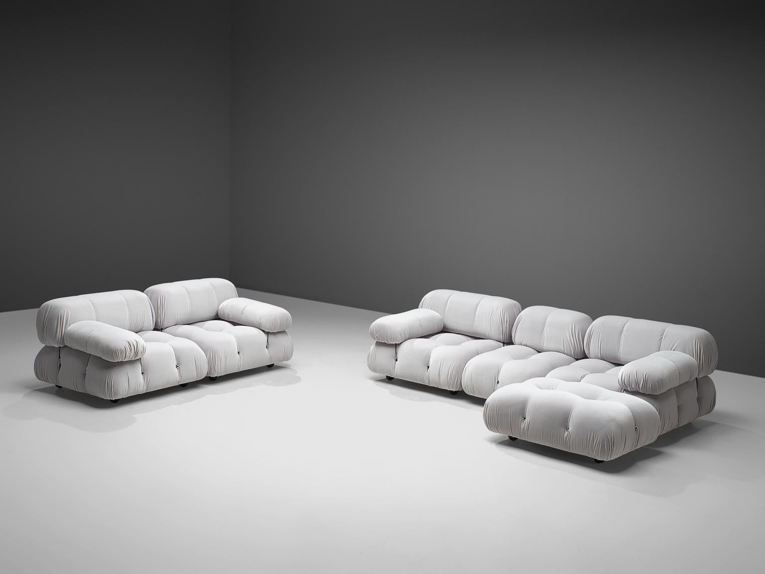 Mid-Century Modern Mario Bellini Camaleonda Modular Sofa Reupholstered in Ice Grey Velvet