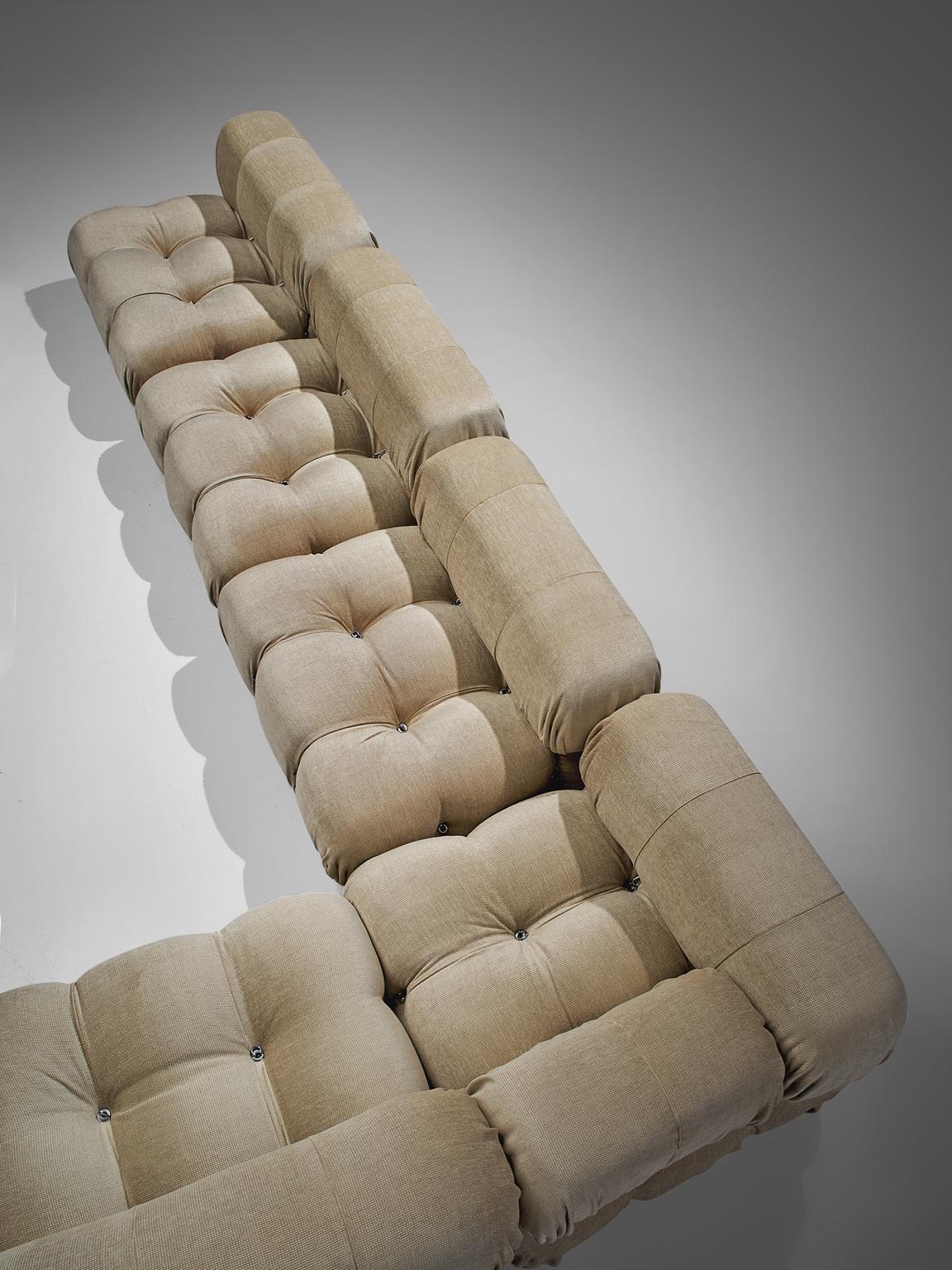 Late 20th Century Mario Bellini 'Camaleonda' Modular Sofa Reupholstered in Ivory White Fabric