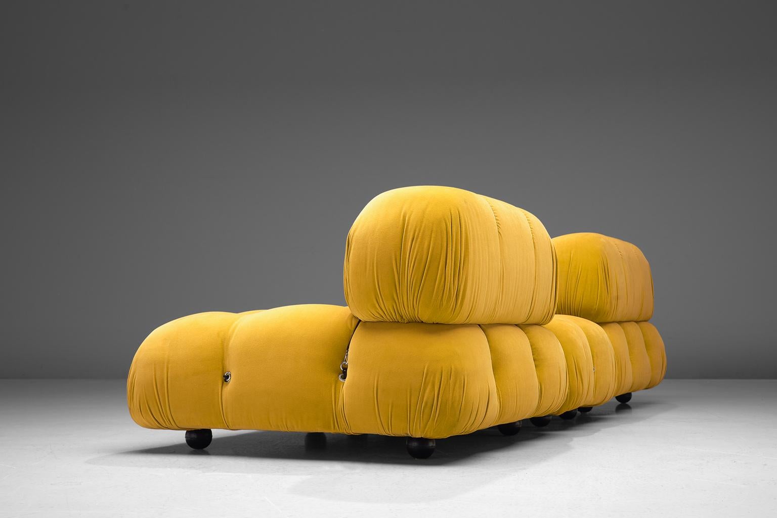 Mid-Century Modern Mario Bellini Camaleonda Modular Sofa Reupholstered in Sunflower Yellow Velvet