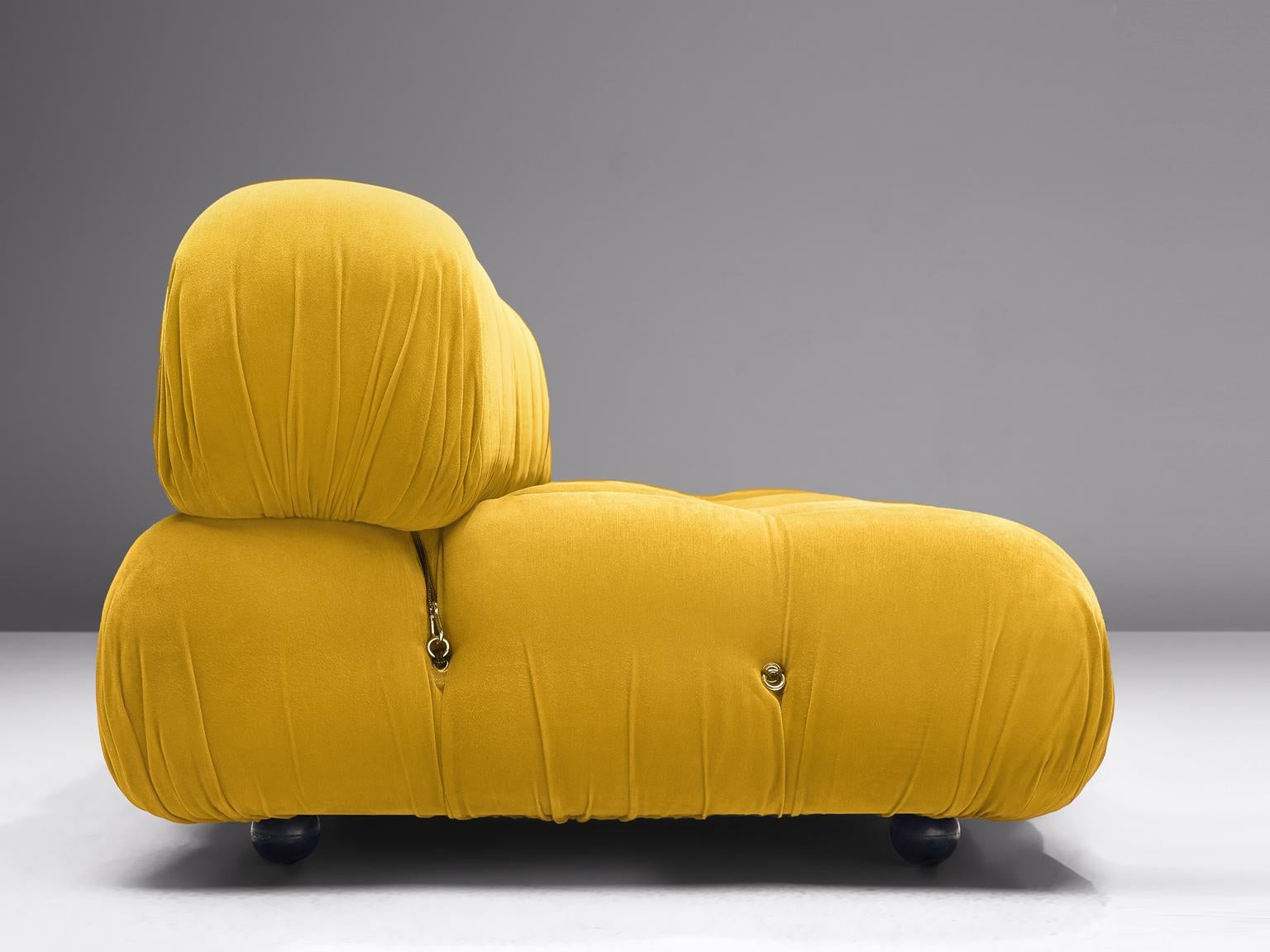 Fabric Mario Bellini Camaleonda Modular Sofa Reupholstered in Sunflower Yellow Velvet
