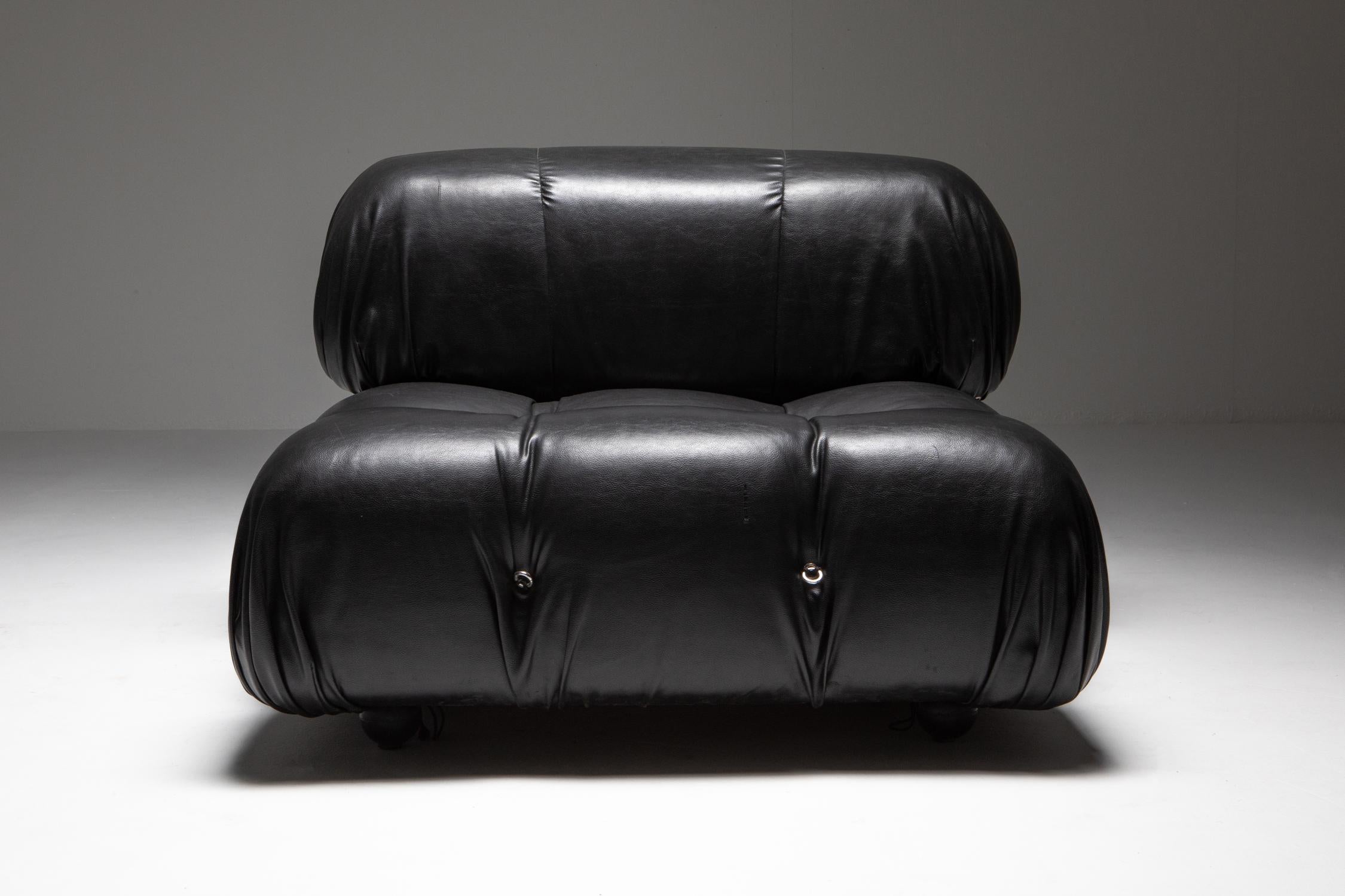 Mario Bellini Camaleonda Original Piece in Black Leather, Three Available 7