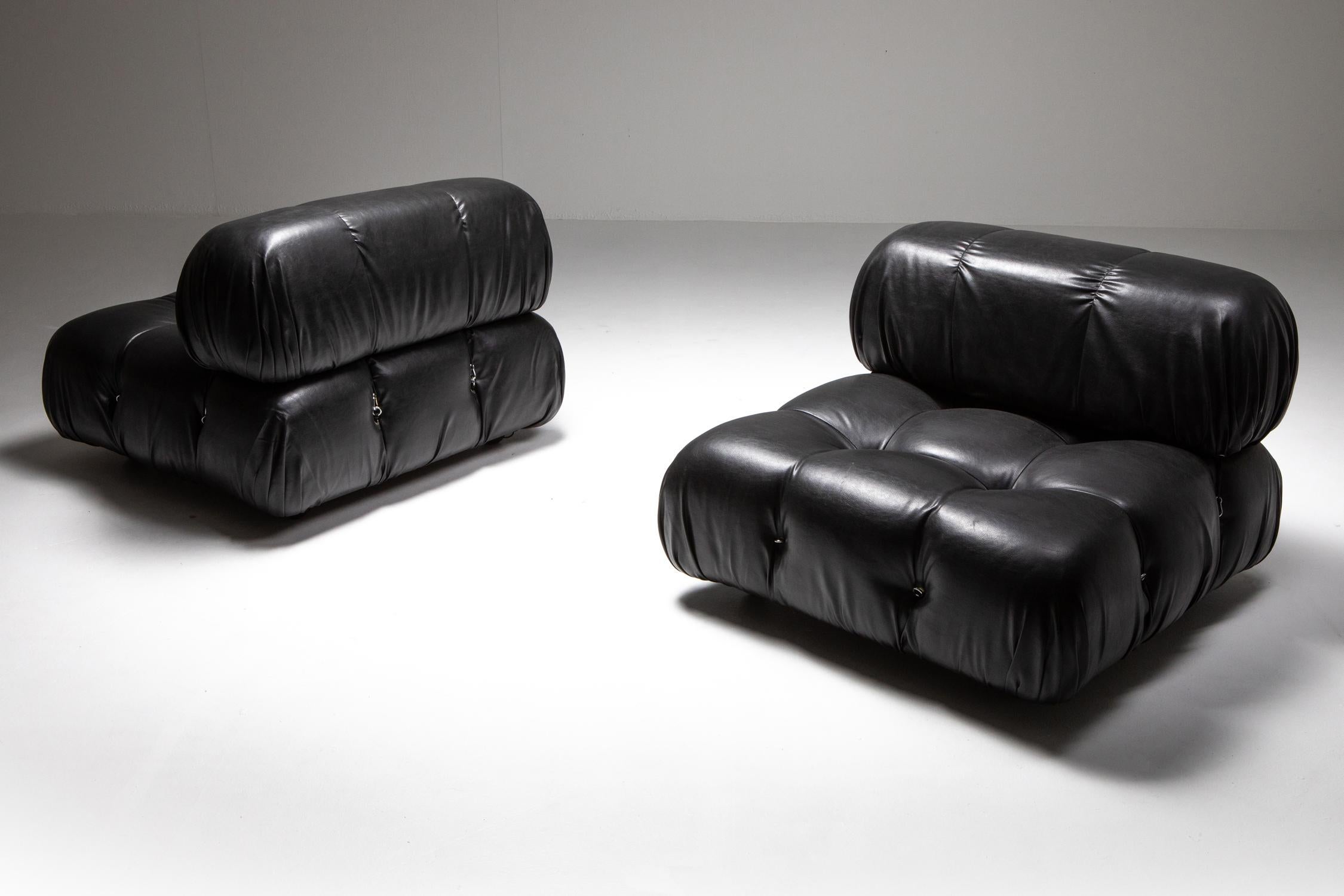 Leather Mario Bellini Camaleonda Original Sectional Sofa in Black