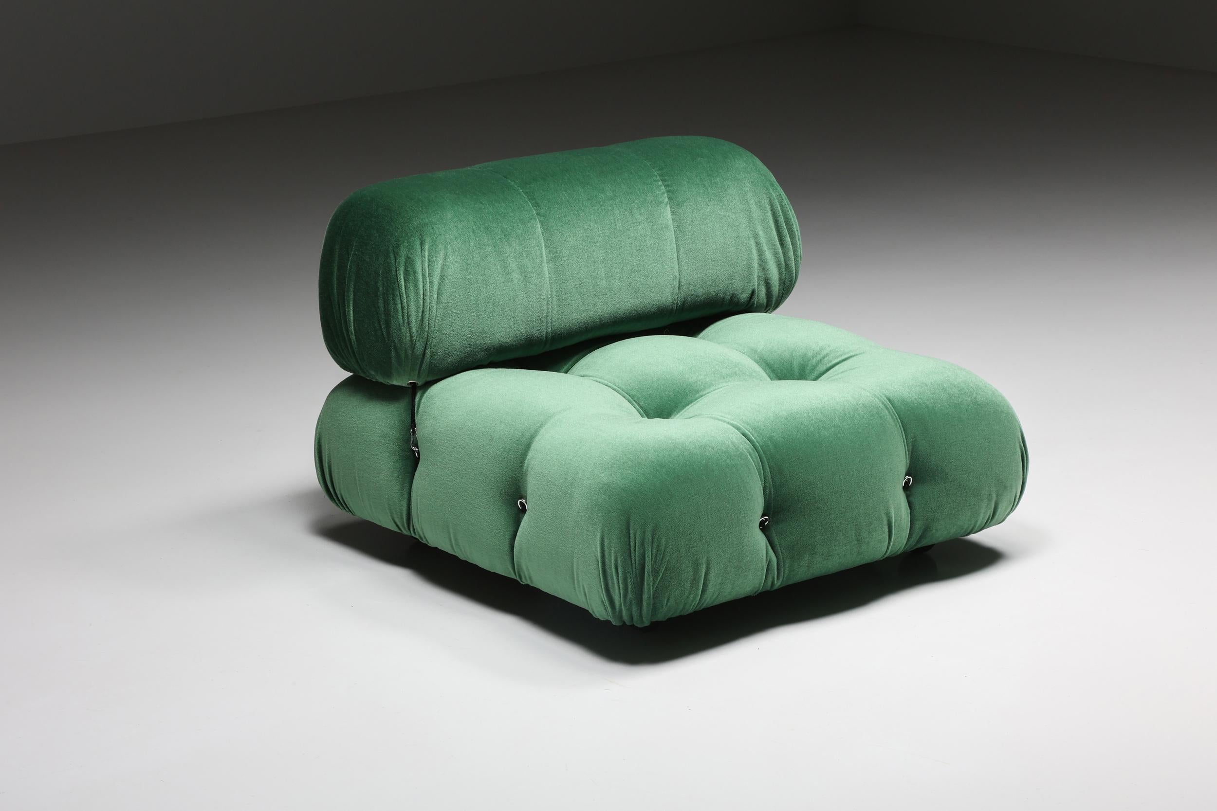 Mario Bellini Camaleonda, Pierre Frey Velvet Green Upholstery, B&B Italia, 1970 1