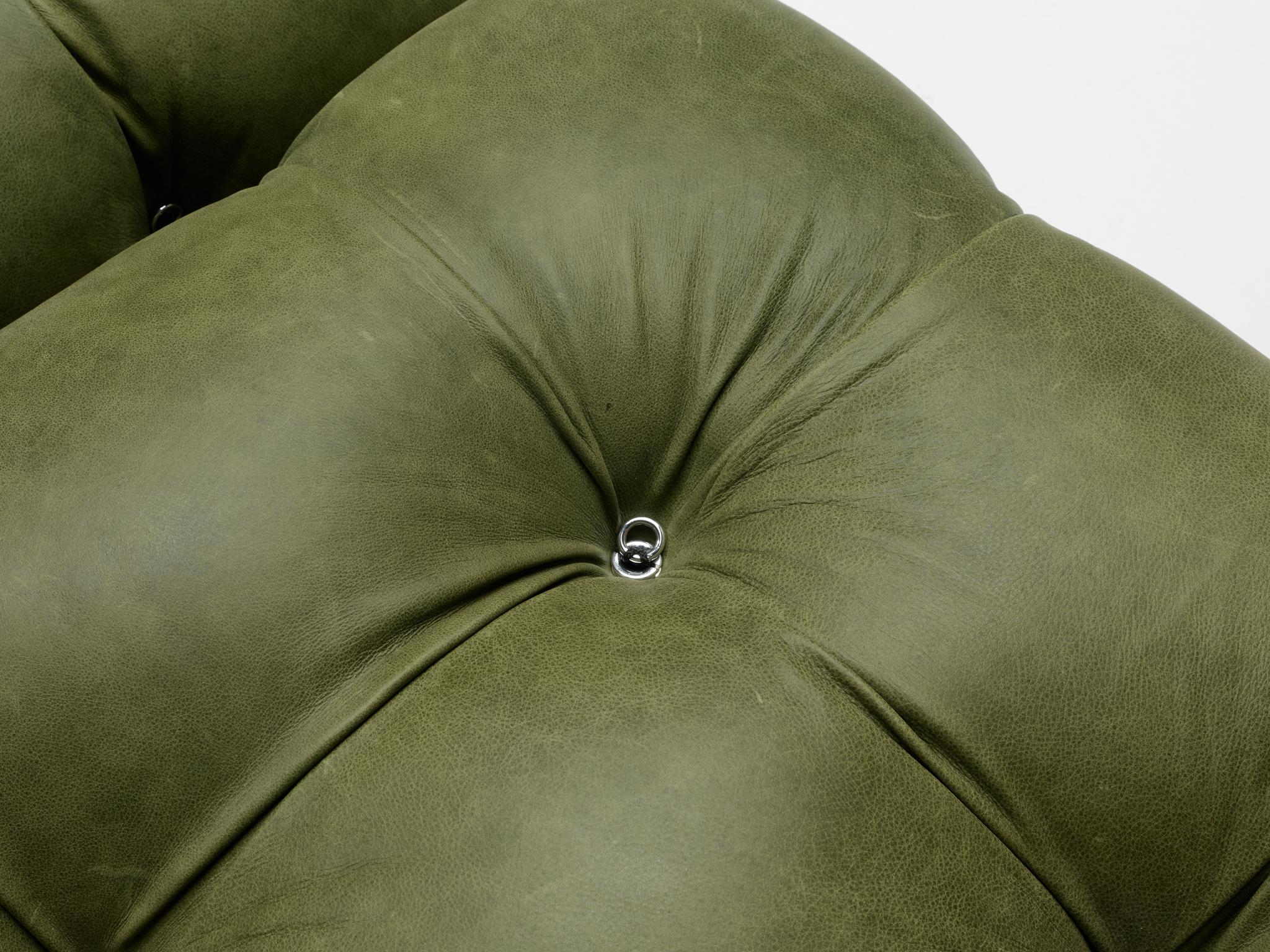 Italian Mario Bellini 'Camaleonda' Sectional Sofa in Green Leather