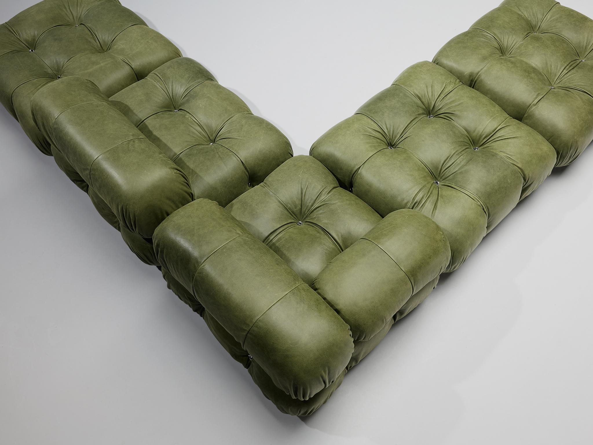 Late 20th Century Mario Bellini 'Camaleonda' Sectional Sofa in Green Leather