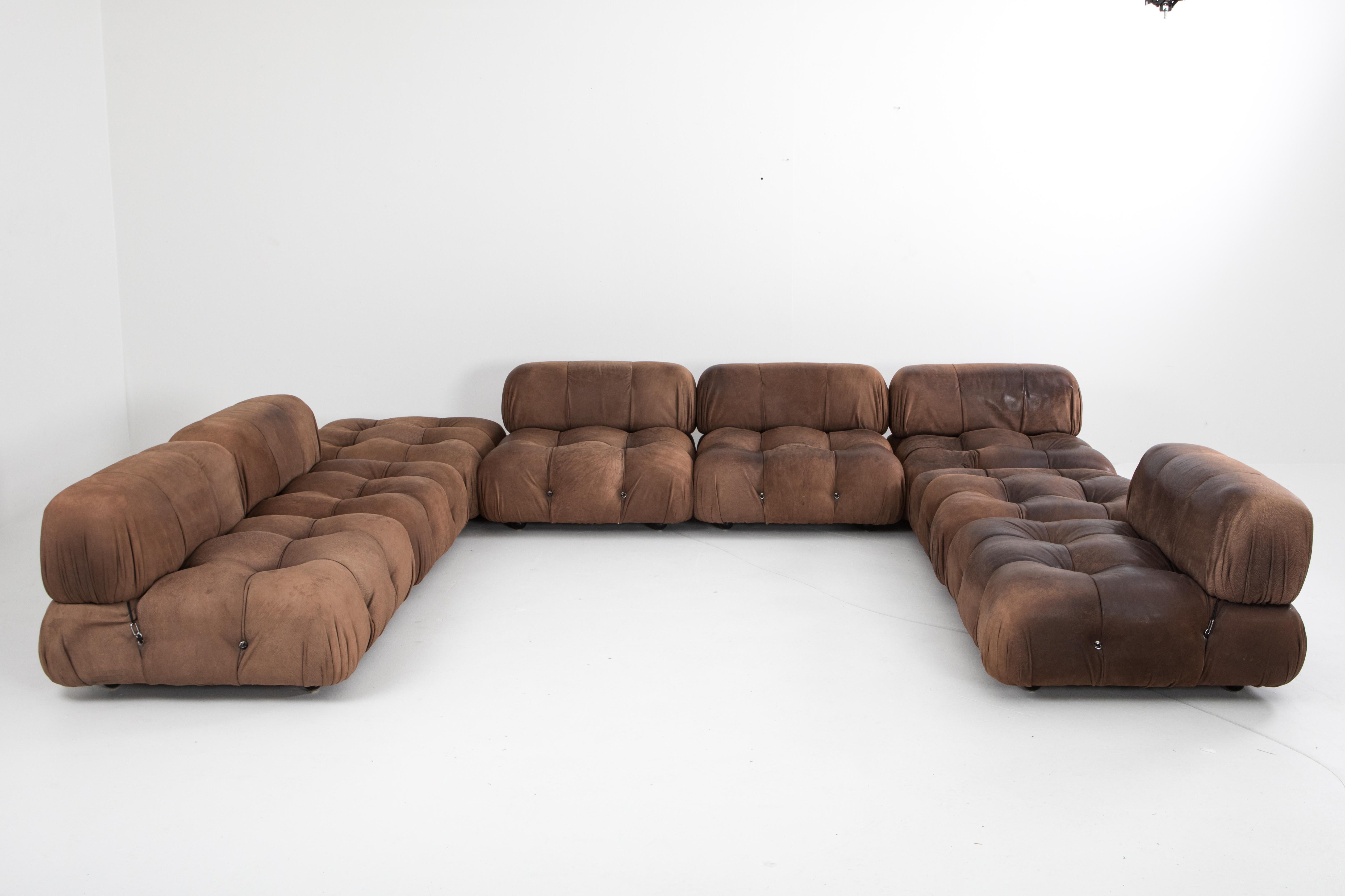 Post-Modern Mario Bellini Camaleonda Sectional Sofa in Original Brown Leather